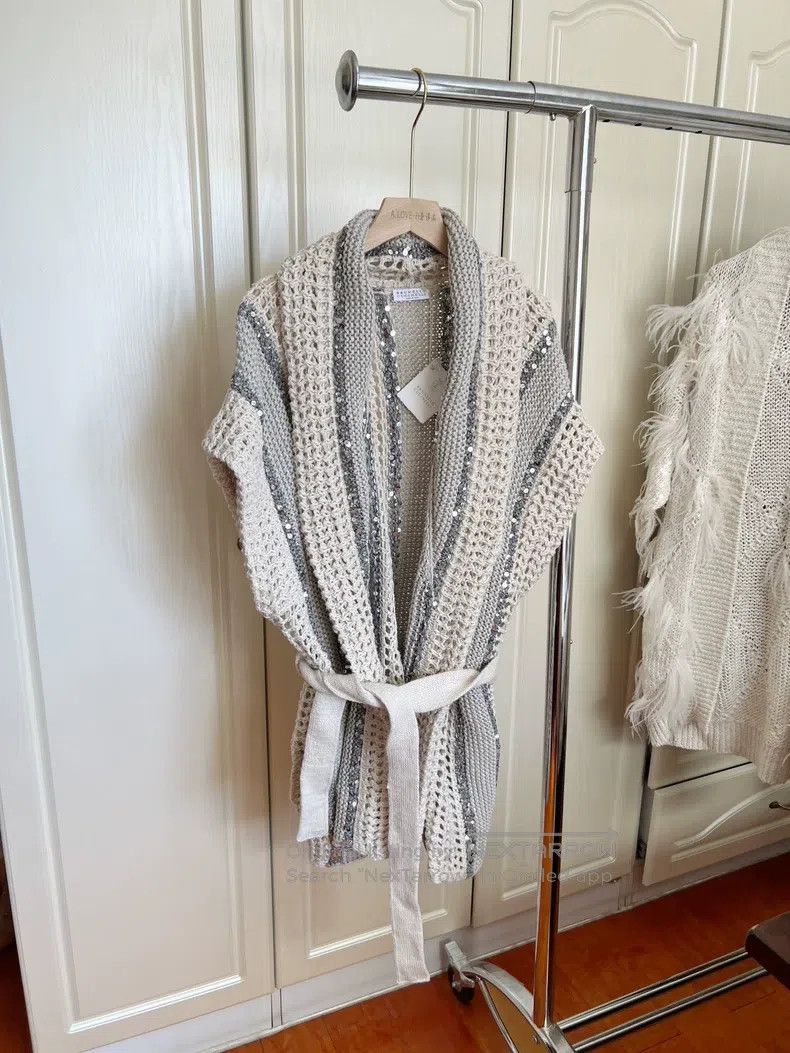 Brunello Cucinelli Brunello Cucinelli Glitter Colorblock Knit Vest Size M / US 6-8 / IT 42-44 - 2 Thumbnail