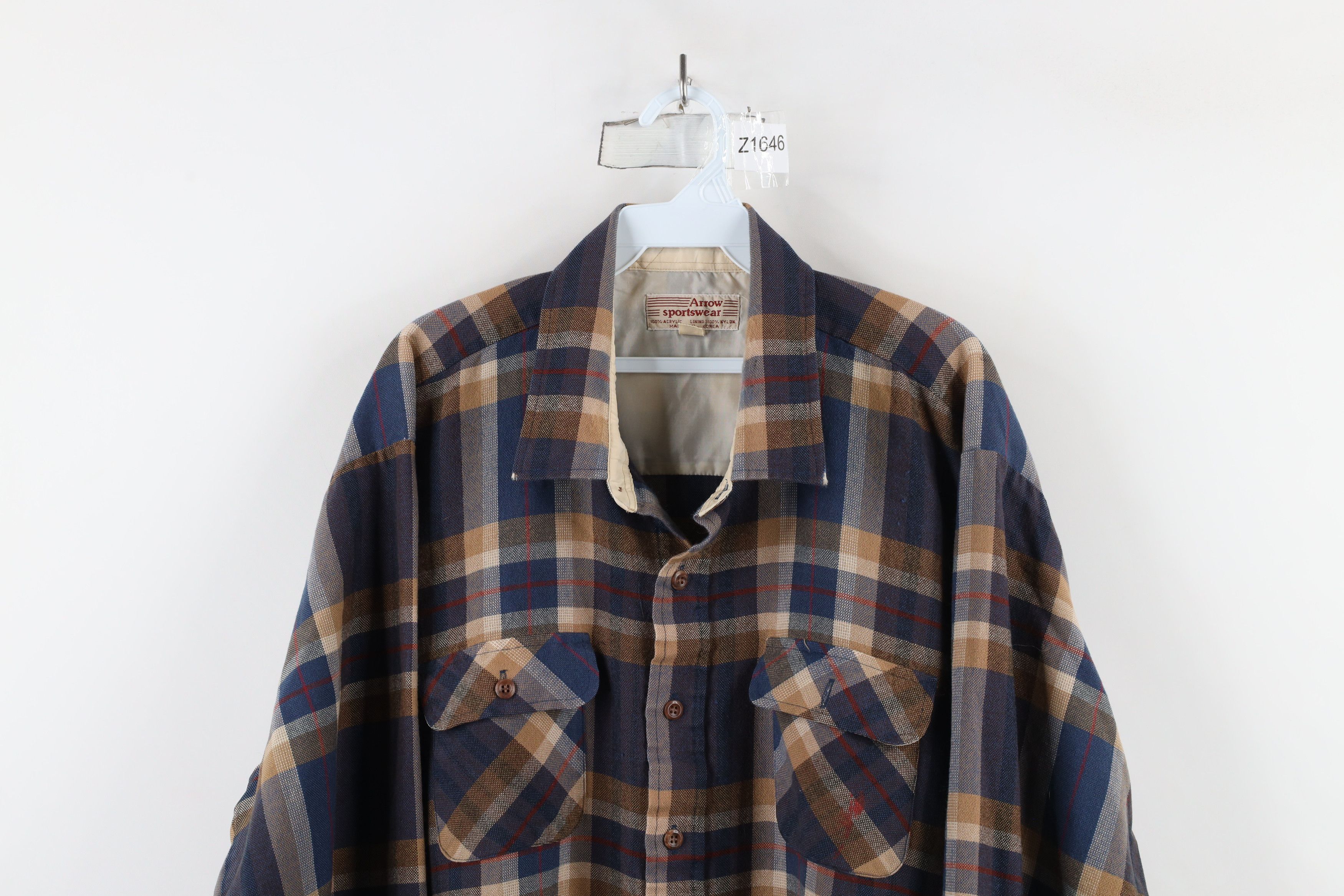 Vintage Vintage 70s 80s Distressed Knit Collared Button Shirt Plaid Size US XXL / EU 58 / 5 - 2 Thumbnail