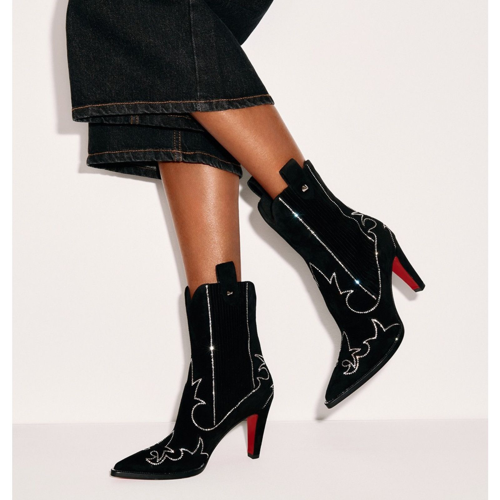 Christian Louboutin Christian Louboutin Santigag Strass Black Suede Boot 36 Size US 5 / IT 35 - 9 Thumbnail