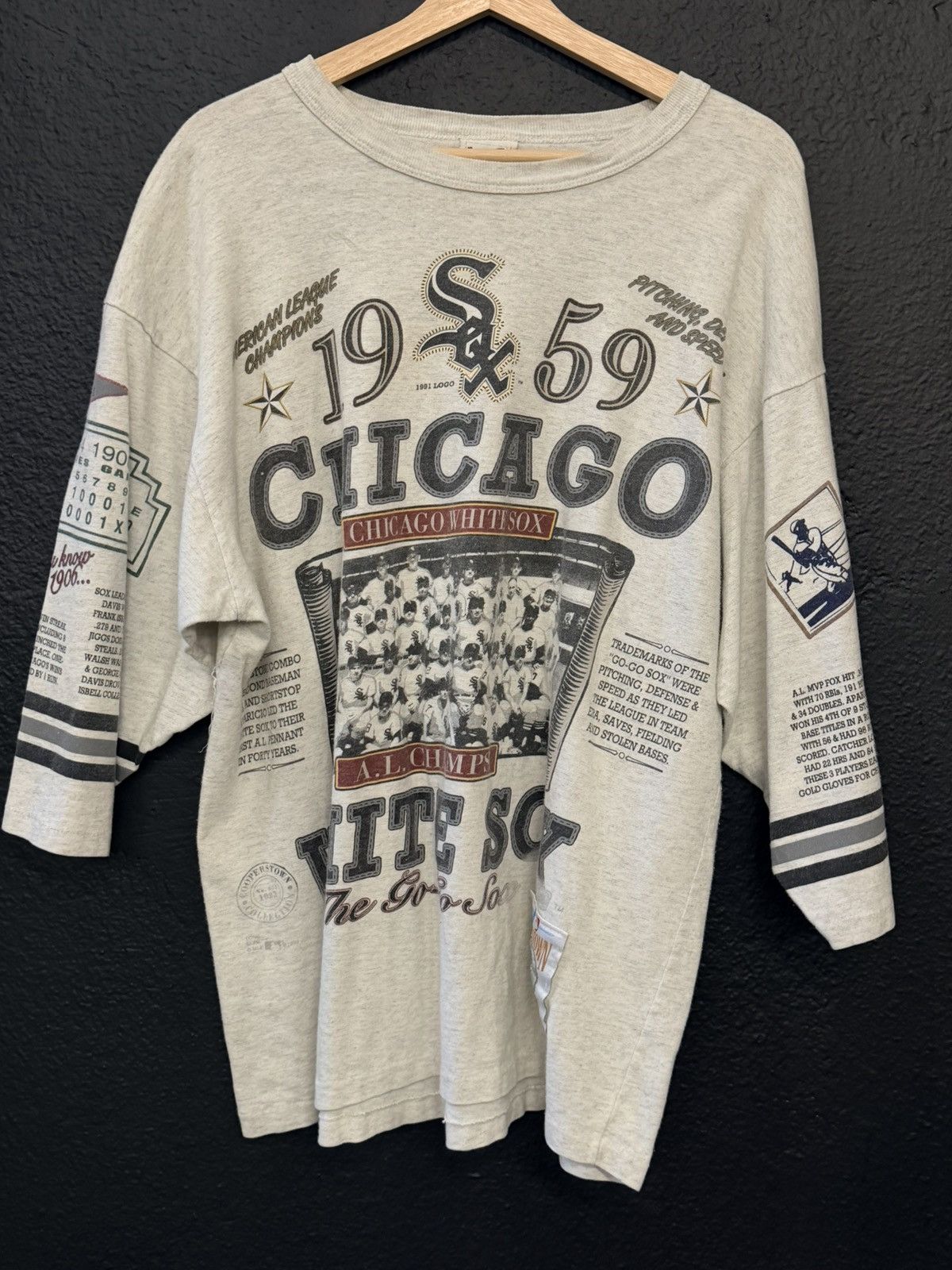 Vintage Vintage white sox all over print 3/4 sleeve tee Size US XL / EU 56 / 4 - 1 Thumbnail