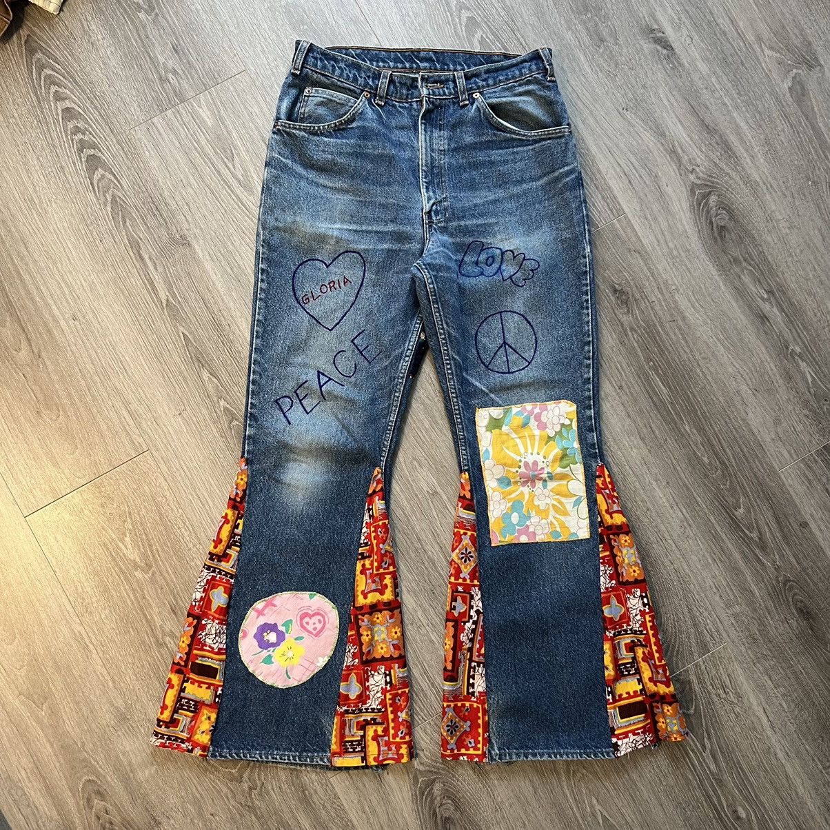 image of Levis x Levis Vintage Clothing 1980S Levi’S Orange Tab Bootcut Patch Work Denim Pants in Blue (Size