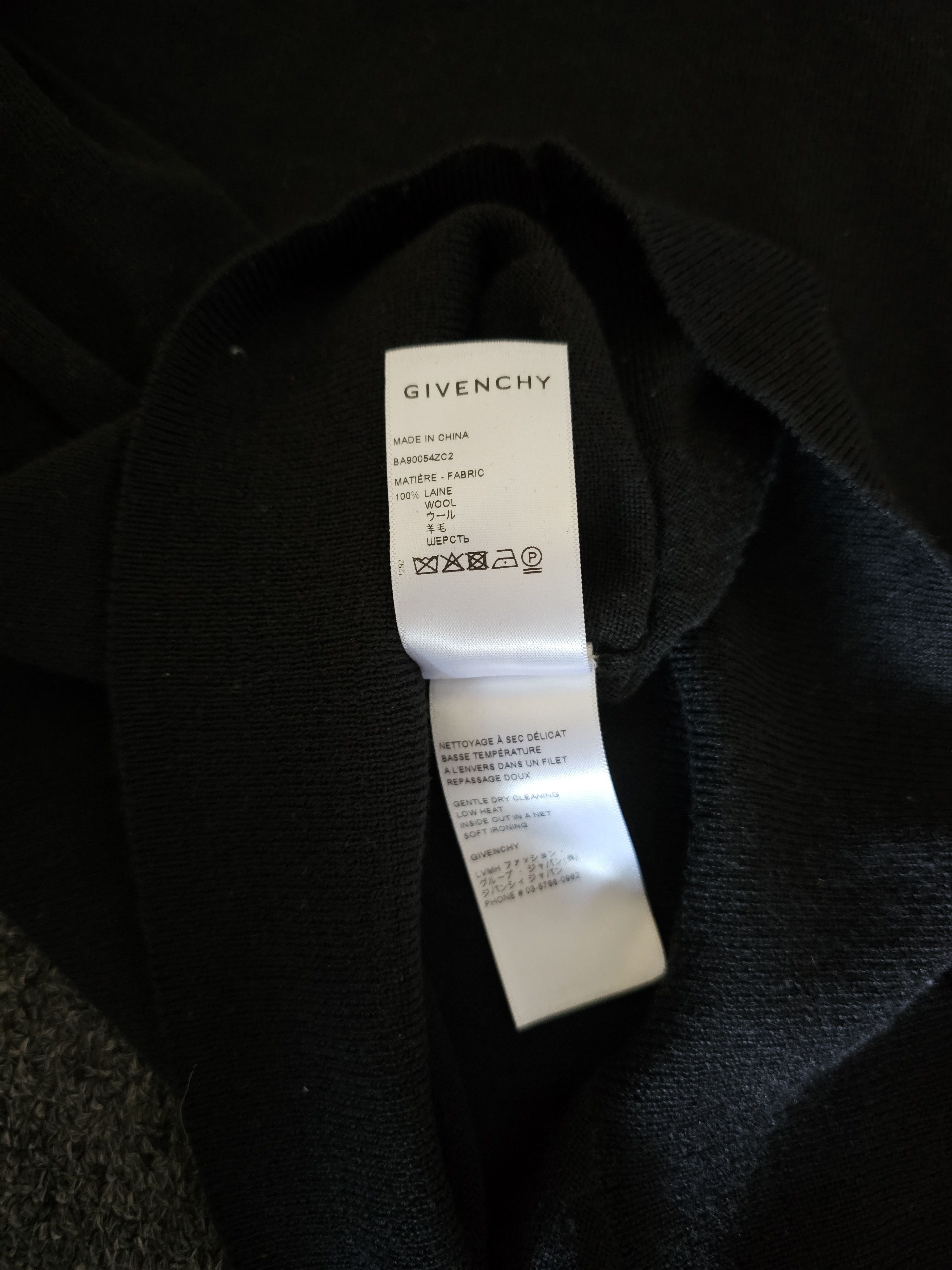 Givenchy Givenchy Men's Black Wool Knit Sweater Size L Size US L / EU 52-54 / 3 - 7 Thumbnail