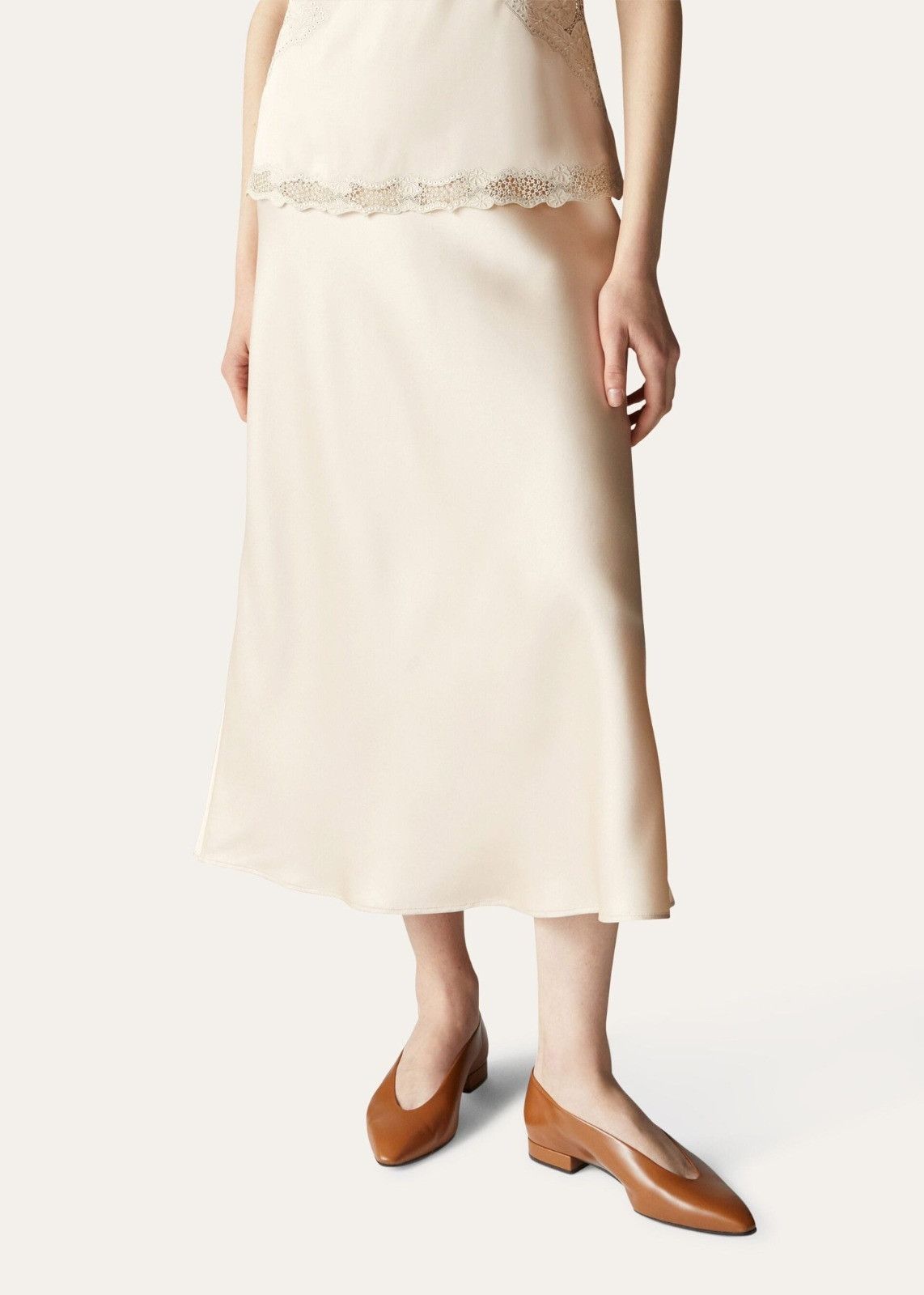 Loro Piana o1srvl11e0824 Simona Silk Skirt in Ivory Size 27" / US 4 / IT 40 - 2 Thumbnail