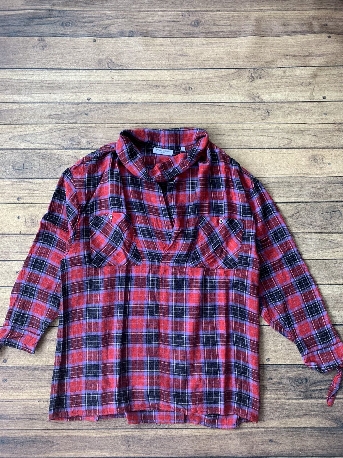 Opening Ceremony Opening ceremony oversized neck plaid blouse Size L / US 10 / IT 46 - 1 Thumbnail