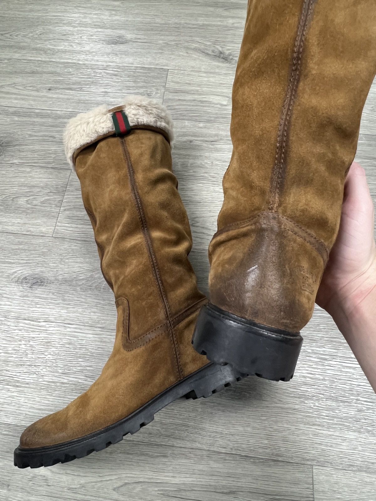 Gucci Gucci Saint Moritz Women Brown Suede Fur Lined Boot Size US 7.5 / IT 37.5 - 7 Thumbnail