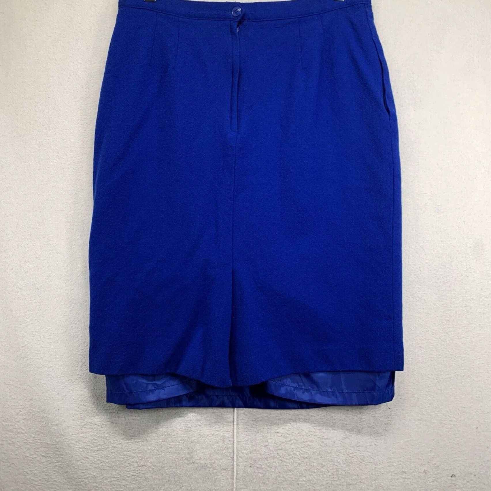 Vintage Vintage Wool Skirt Women 16P Knee Length Straight Pencil Blue Pockets Lined Size 38" / US 16 / IT 52 - 6 Thumbnail