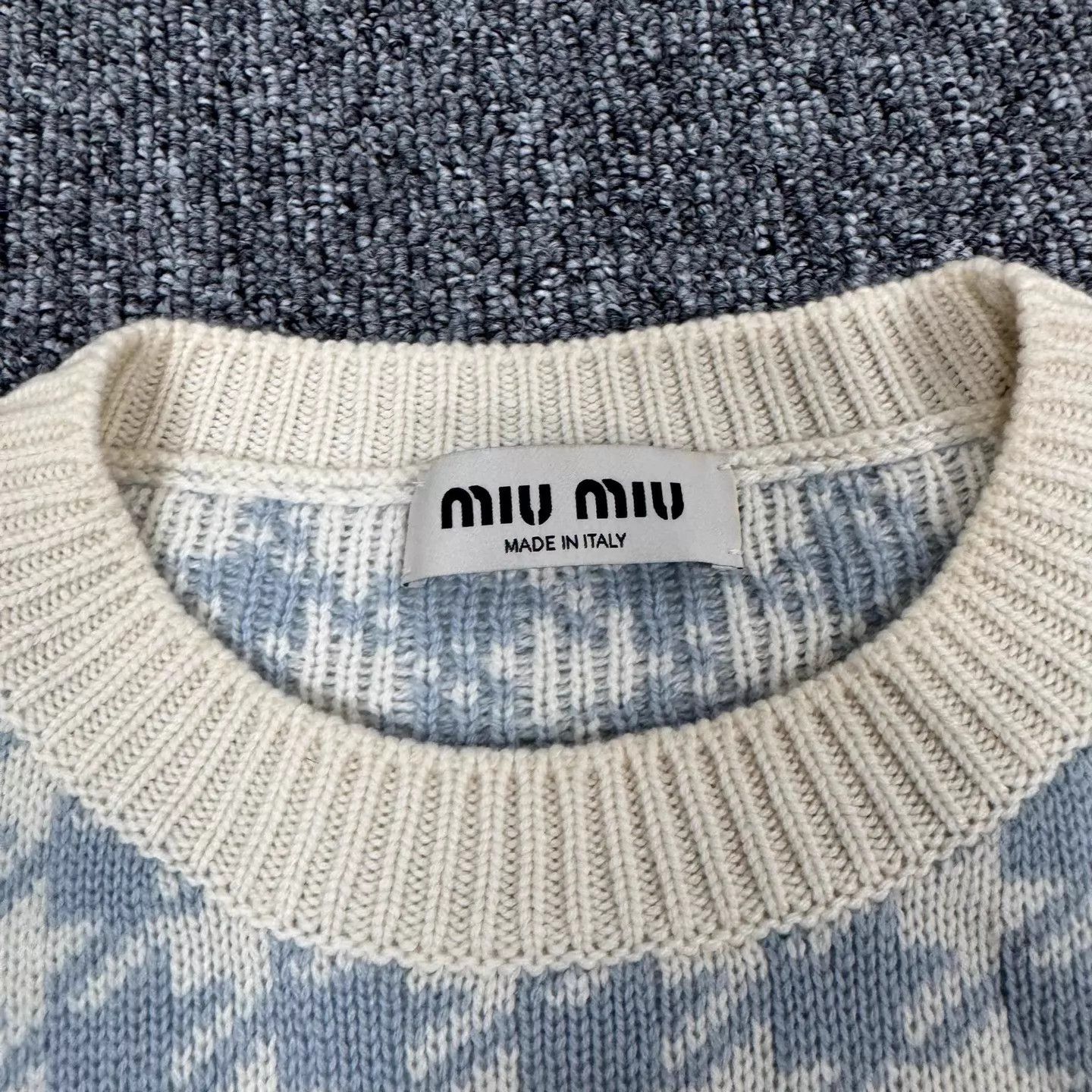 Miu Miu MIU MIU Blue White Plaid Embrd Knit Short Top Women 38 99New Size XS / US 0-2 / IT 36-38 - 5 Thumbnail