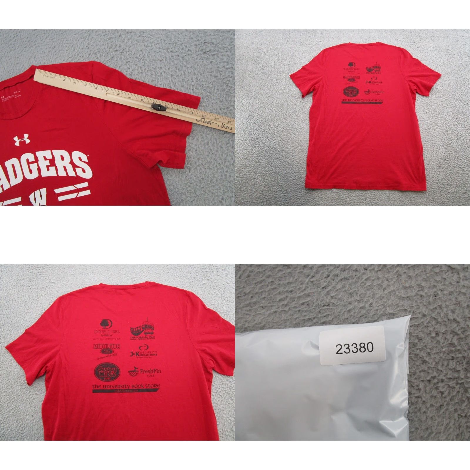 Under Armour Under Armour T-Shirt Wisconsin Badgers Basketball Double-Sided Size L Men Red NCAA Shirt Mens Size US L / EU 52-54 / 3 - 8 Thumbnail