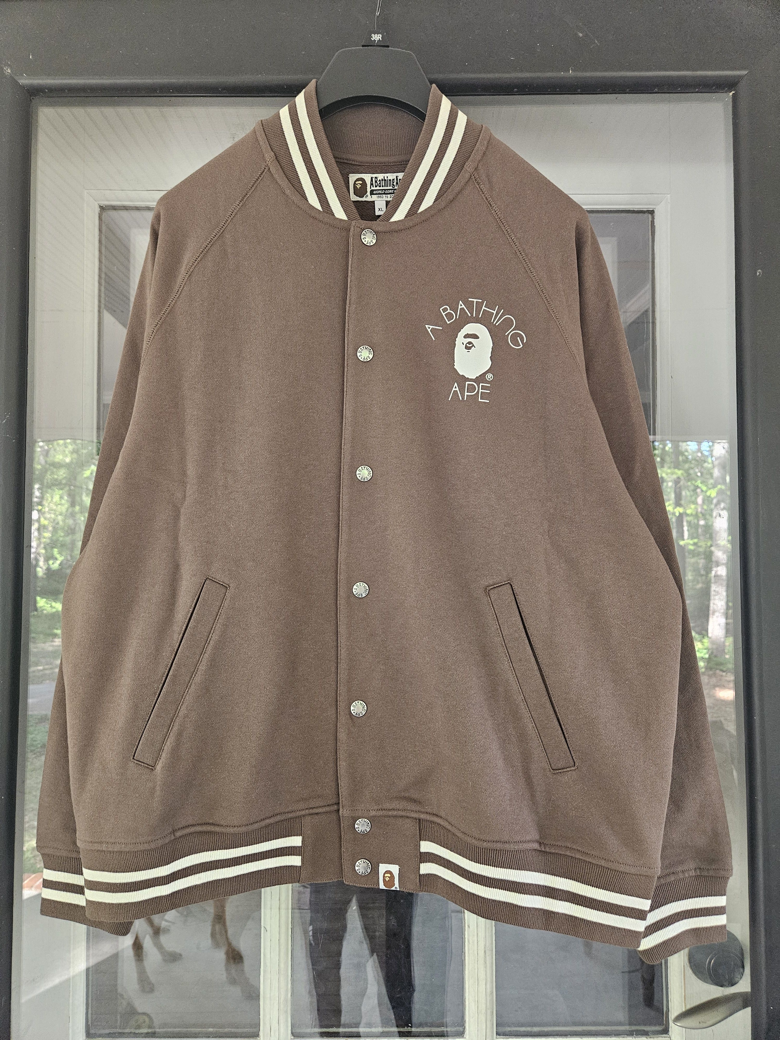Bape Olive Green Varsity Bomber Jacket Size US XL / EU 56 / 4 - 1 Thumbnail