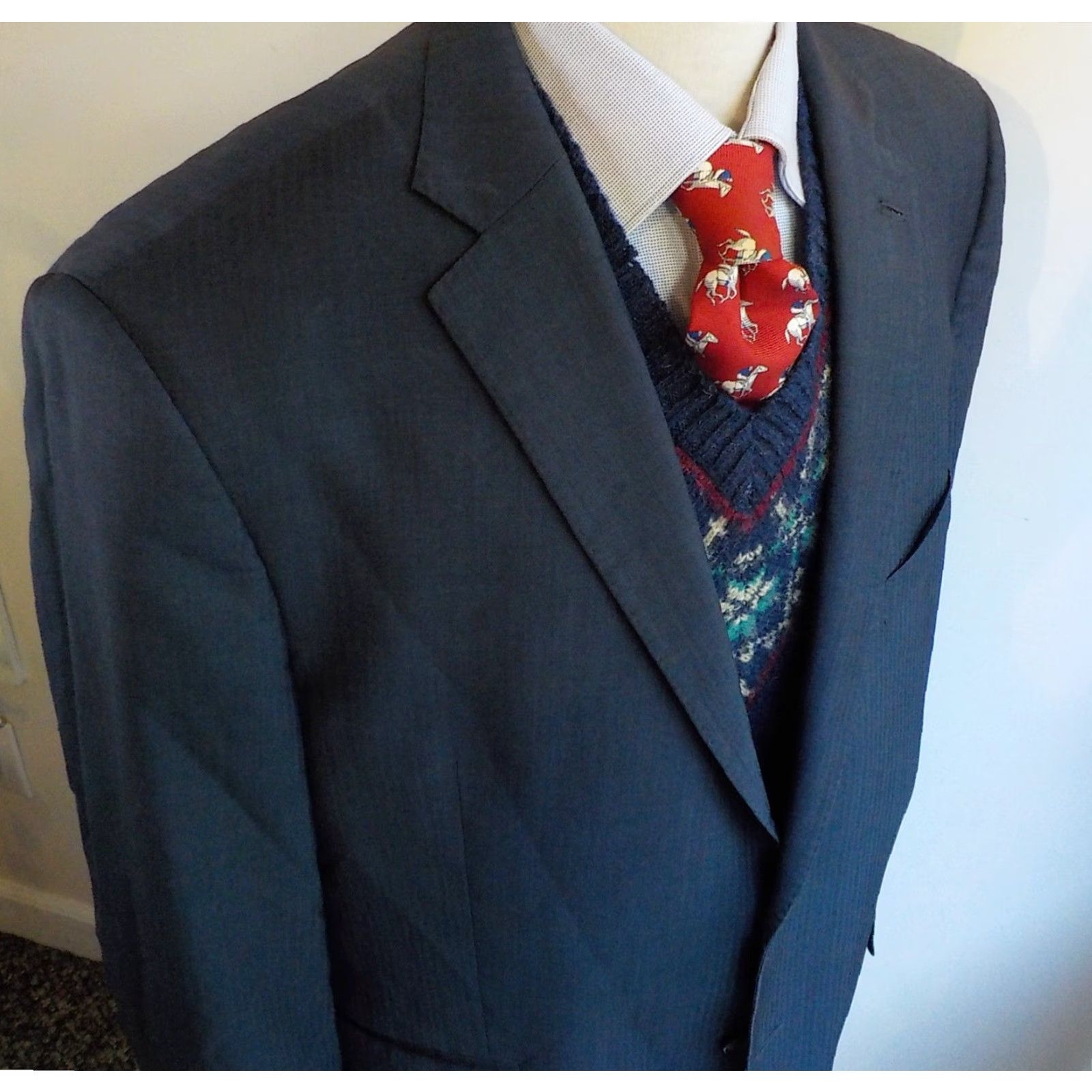 Peter Millar VINTAGE Peter Millar Blazer 2 Button Blue Tonal Stripe SZ 44R Regular Mens Jacket Size 44R - 3 Thumbnail