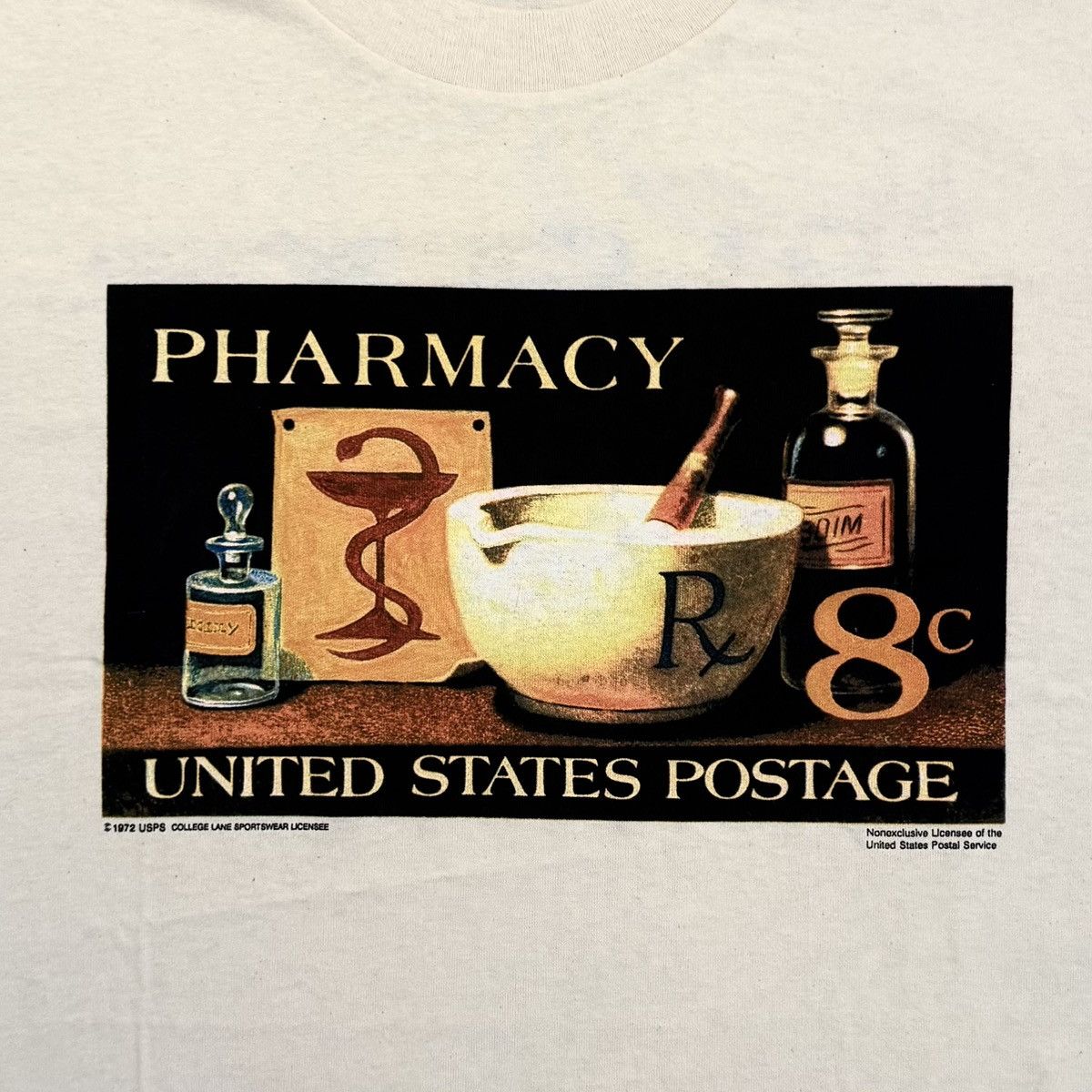 Vintage Vintage 90s USPS Pharmacy Stamp Art Tee XL Size US XL / EU 56 / 4 - 1 Thumbnail