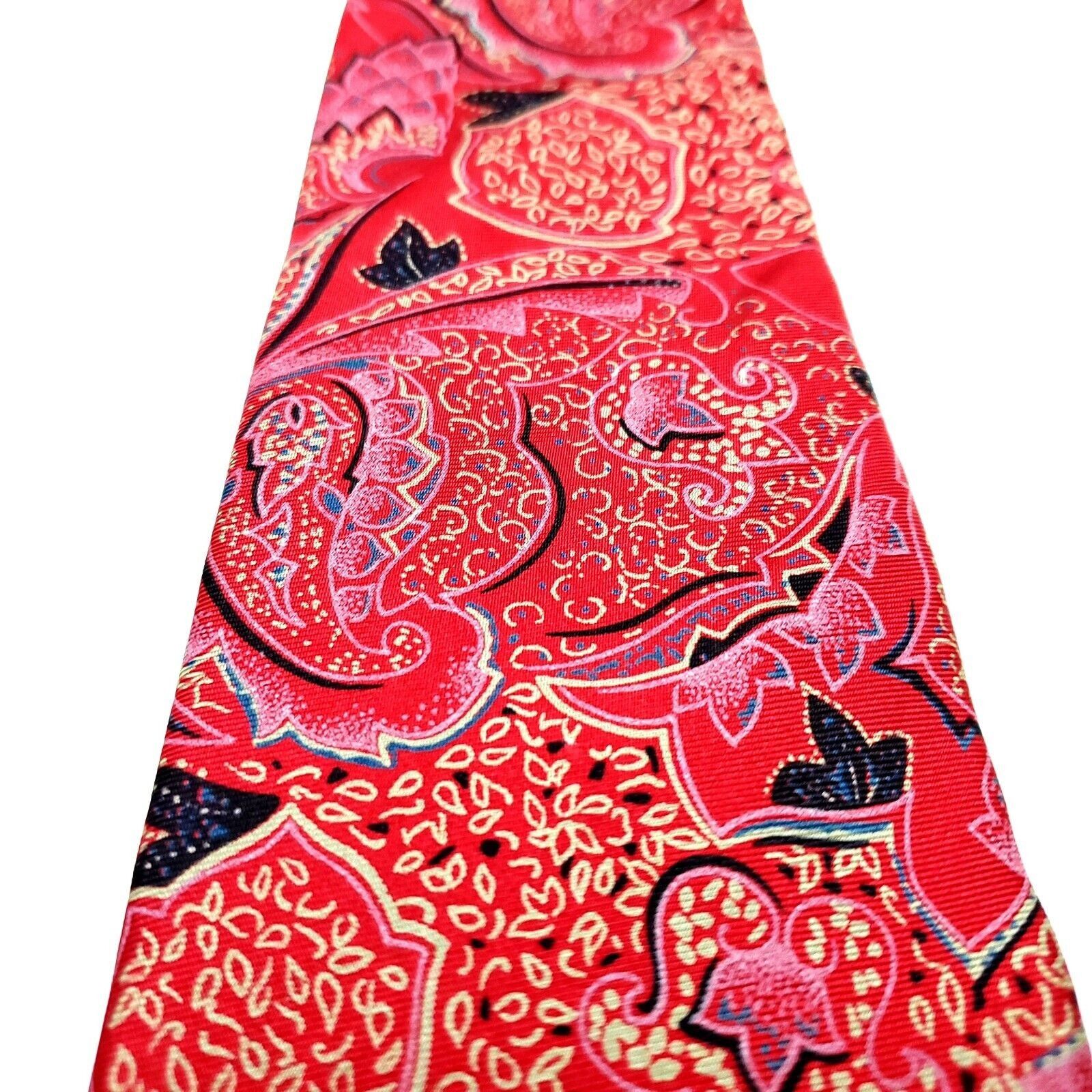 Stafford Stafford Silk Tie Red Paisley Print Size ONE SIZE - 2 Thumbnail