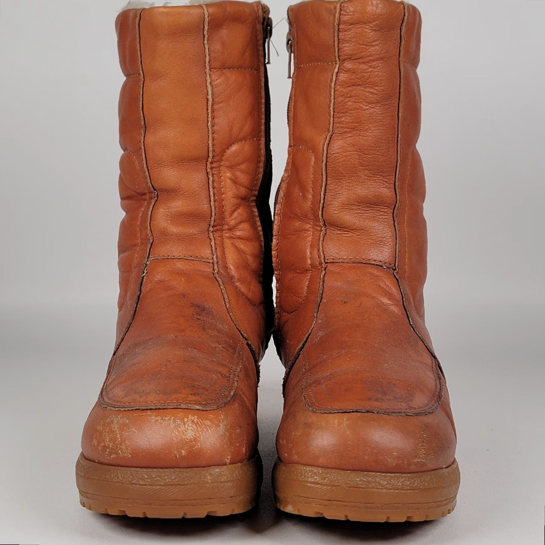 Blondo VINTAGE Blondo Leather Shearling Lined Zippered Boots Men 9 43 Brown 1980s Canada Mens Size US 9 / EU 42 - 2 Thumbnail