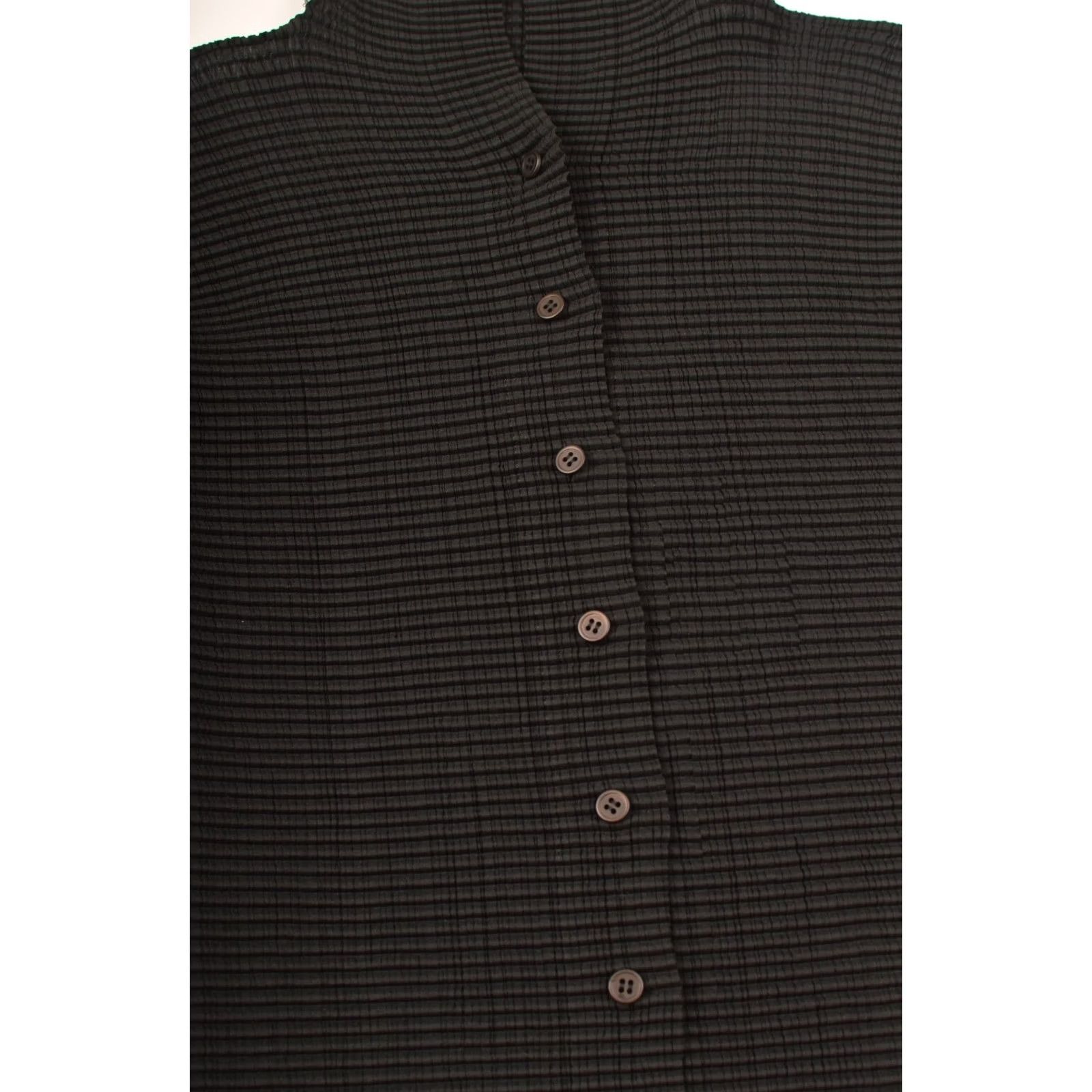Issey Miyake Issey Miyake Wooly Pleats-38 Top Plisse Black Button Shirt IM38-FJ403 Japan Sz 2 Size XS / US 0-2 / IT 36-38 - 2 Thumbnail
