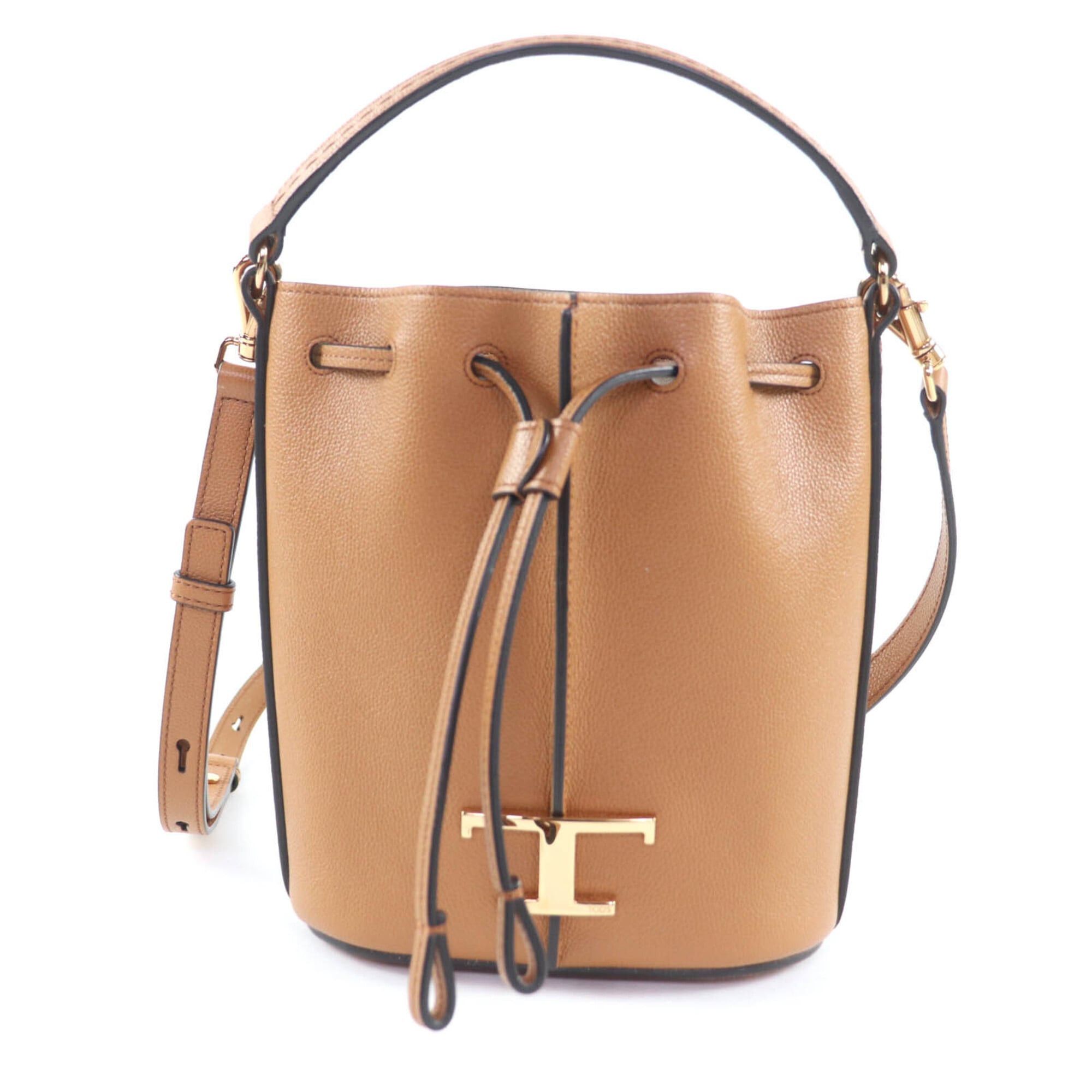 Tod's Tod's TOD’S XBWTSAQ0000Q8ES410 TSA SECCHIELLO MICRO T-Timeless Leather 2-Way Bucket Bag Shoulder Brown Gold Hardware Comes with Box and Dust Made in Italy Women's Size ONE SIZE - 1 Thumbnail