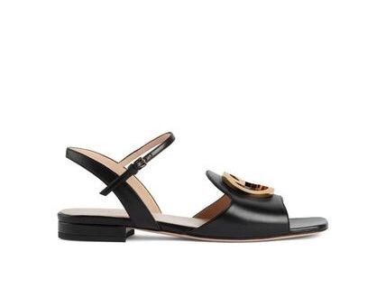 image of Gucci Blondie Leather Sandals Size 39 in Black, Women's