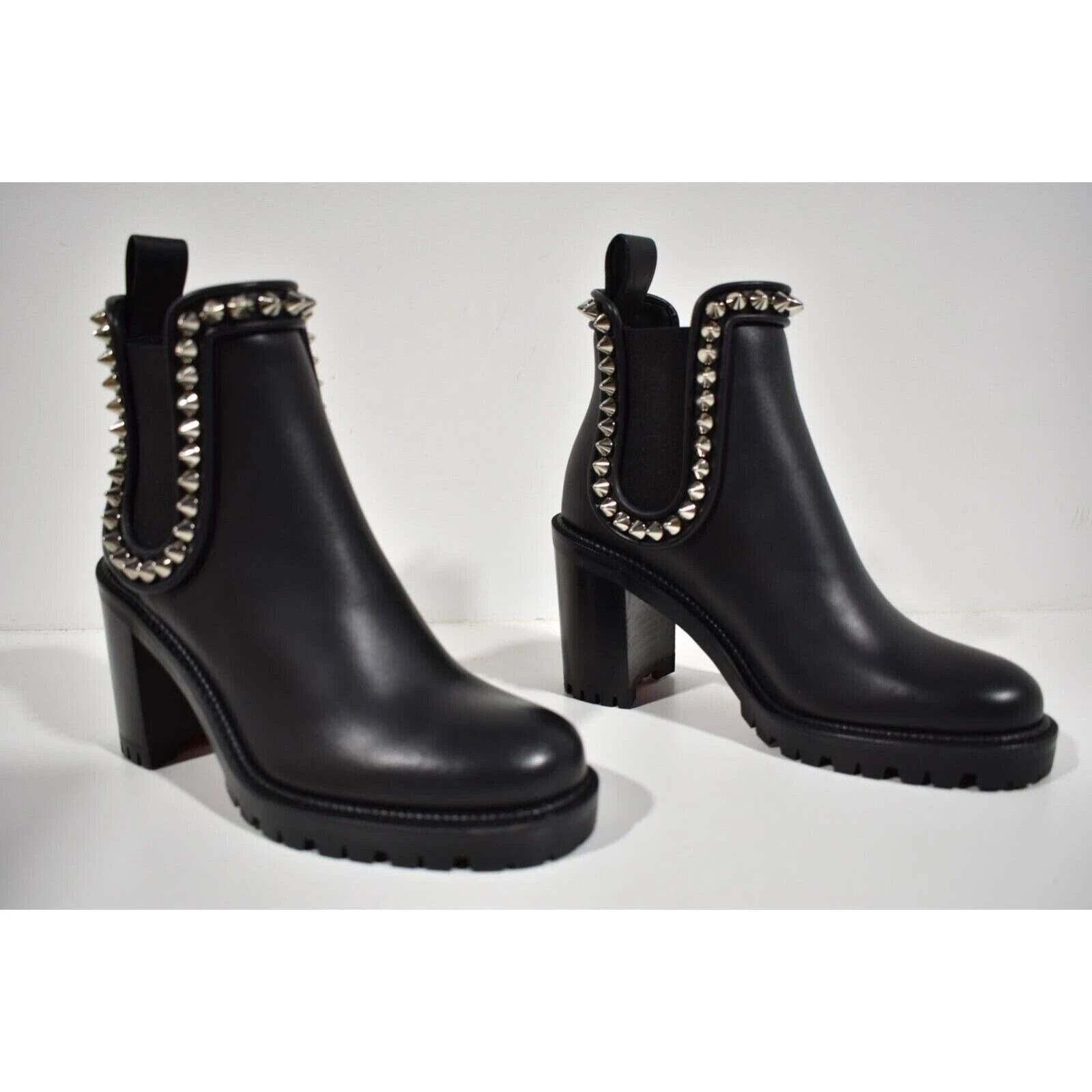 Christian Louboutin Christian Louboutin Capahutta 70 Black Leather Spike Ankle Size US 7 / IT 37 - 4 Thumbnail