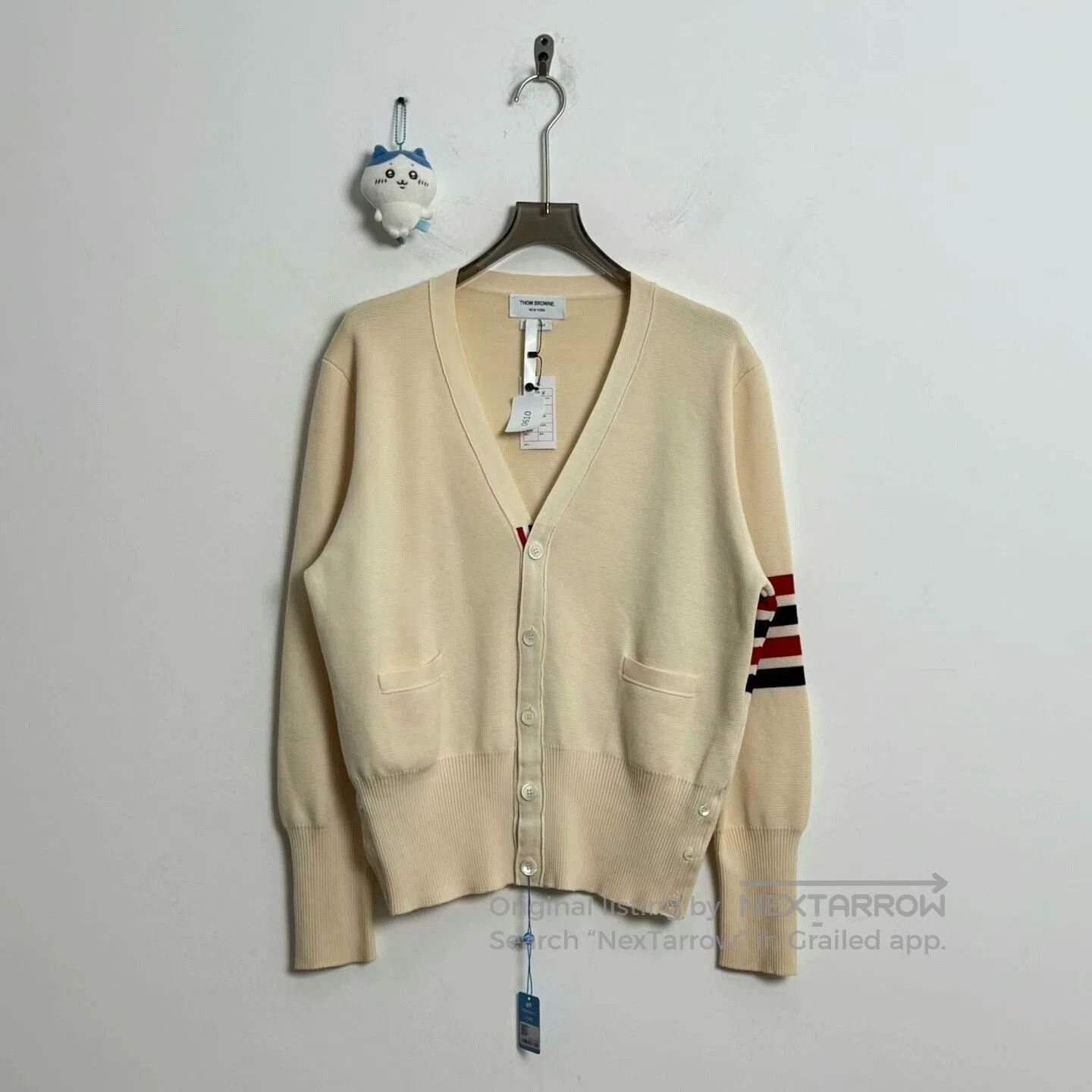 Thom Browne thom browne cream stripe wool cardigan. Size US L / EU 52-54 / 3 - 1 Thumbnail