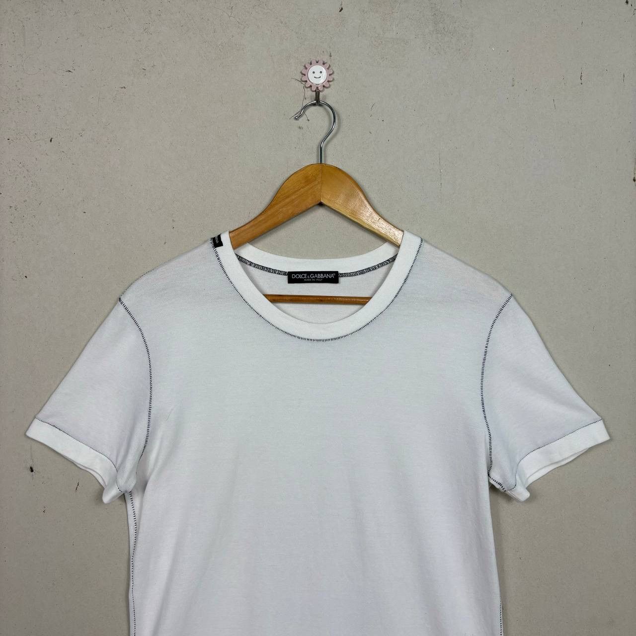 Dolce & Gabbana Dolce & Gabbana White Contrast Stitch Minimalist Tee Sz 54 Size US L / EU 52-54 / 3 - 3 Thumbnail