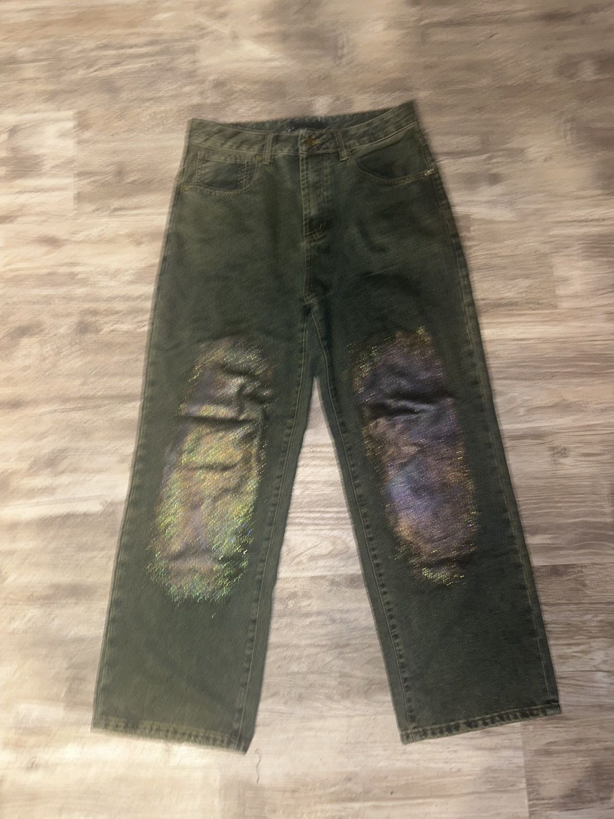 Japanese Brand Slumxweirdo hologram paint Denim Size US 31 - 2 Thumbnail