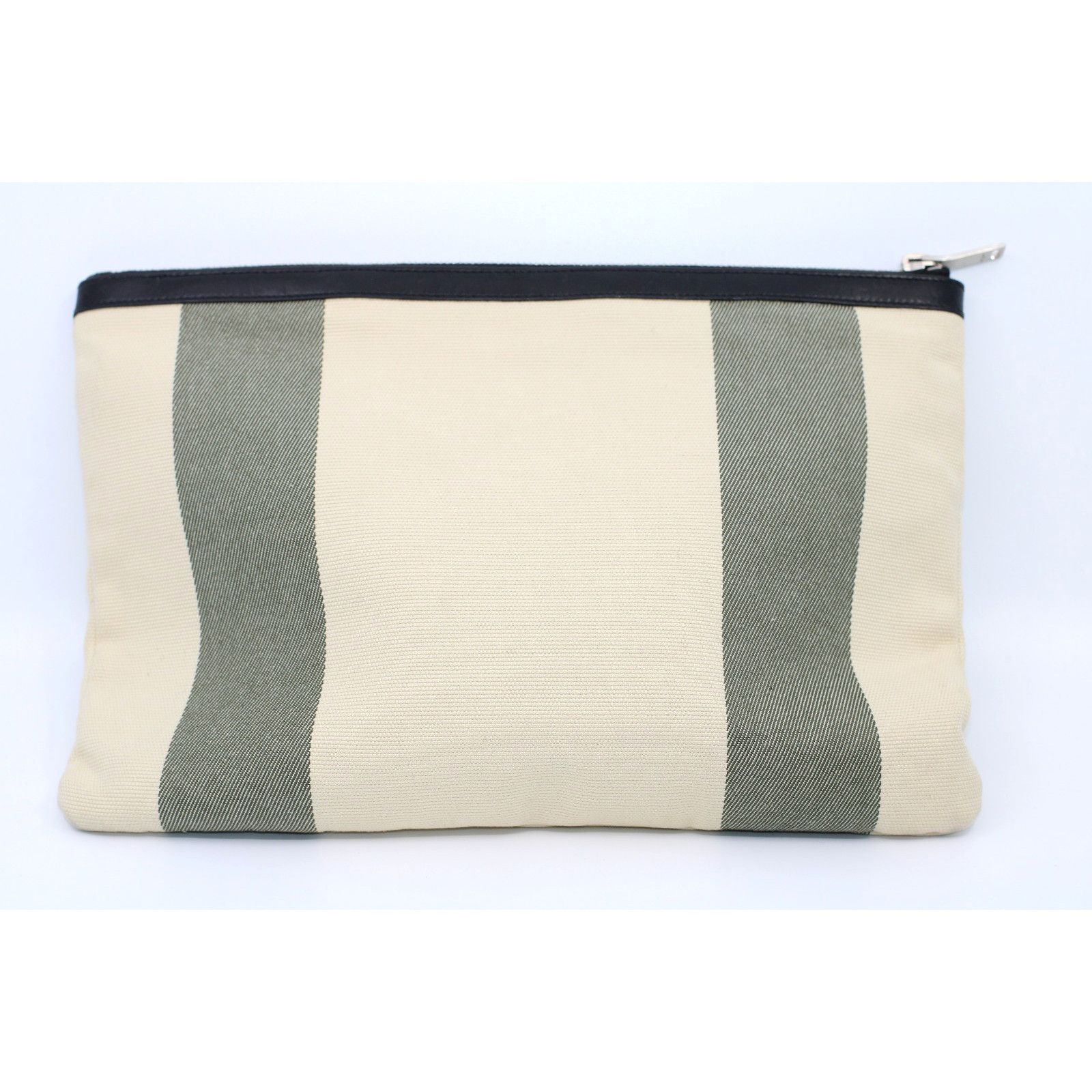 Saint Laurent Paris Saint Laurent Clutch Bag Pouch Beige Khaki Canvas Leather Size ONE SIZE - 2 Thumbnail