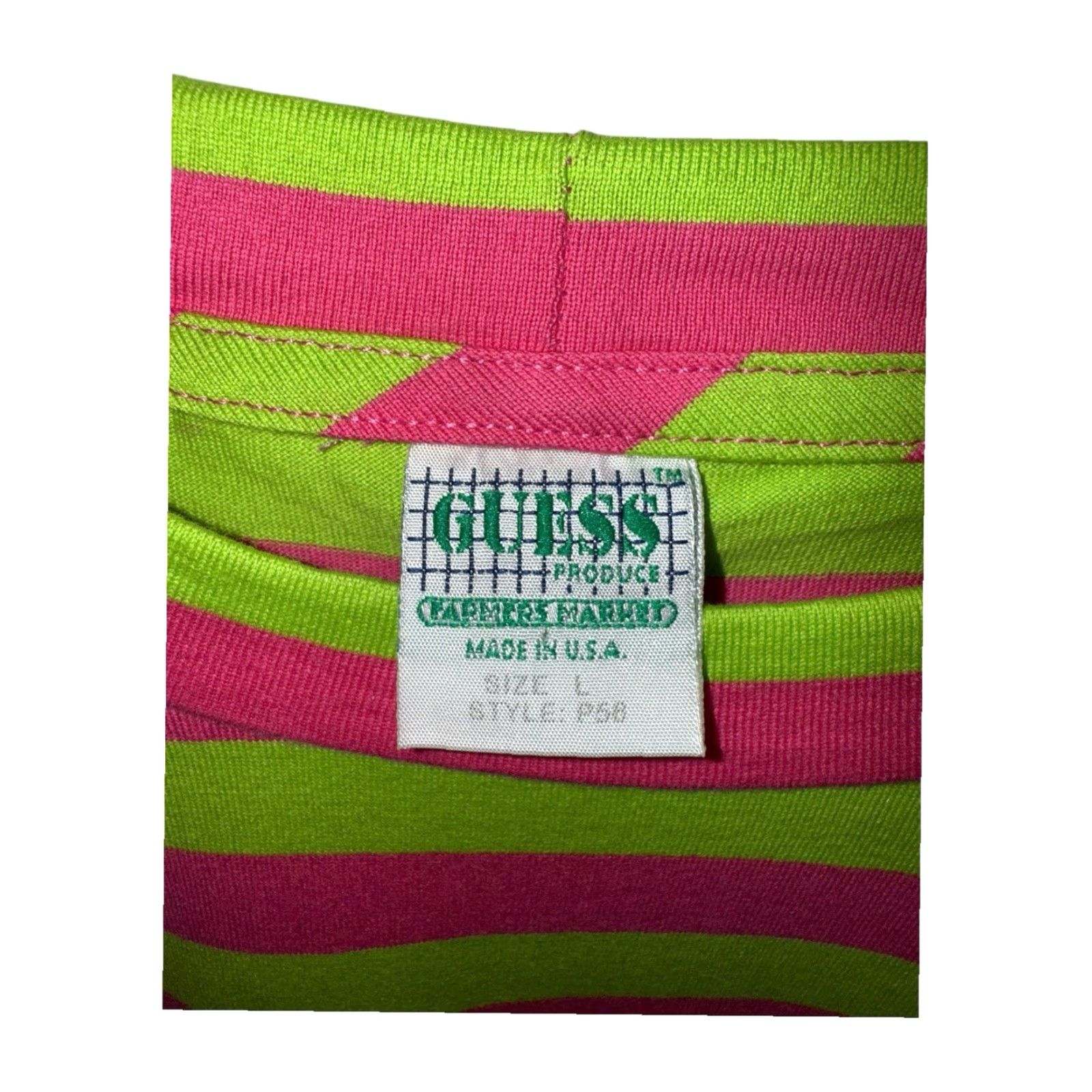 Guess GUESS Tee Sean Wotherspoon Farmers Market Stripe Tee Neon Pool Watermelon Sz L Mens Regular Red Striped T-Shirt 90s? Size US 33 - 5 Thumbnail