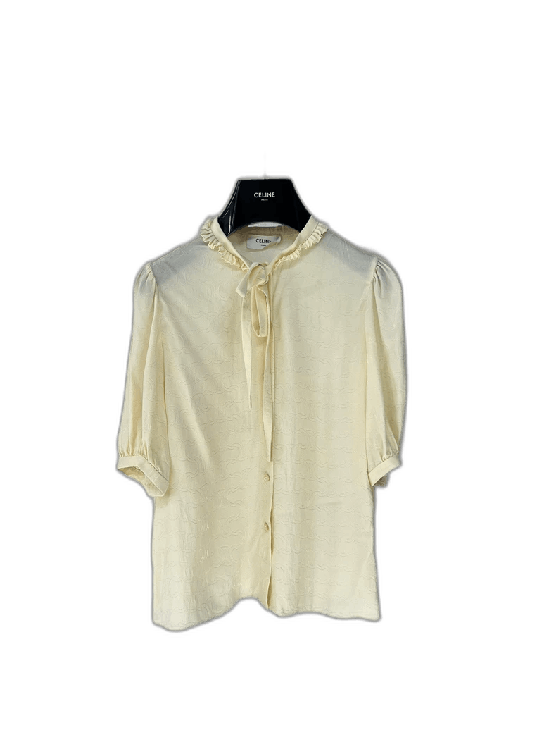 Celine Celine Silk Shirt with Logo Design Size S / US 4 / IT 40 - 1 Thumbnail