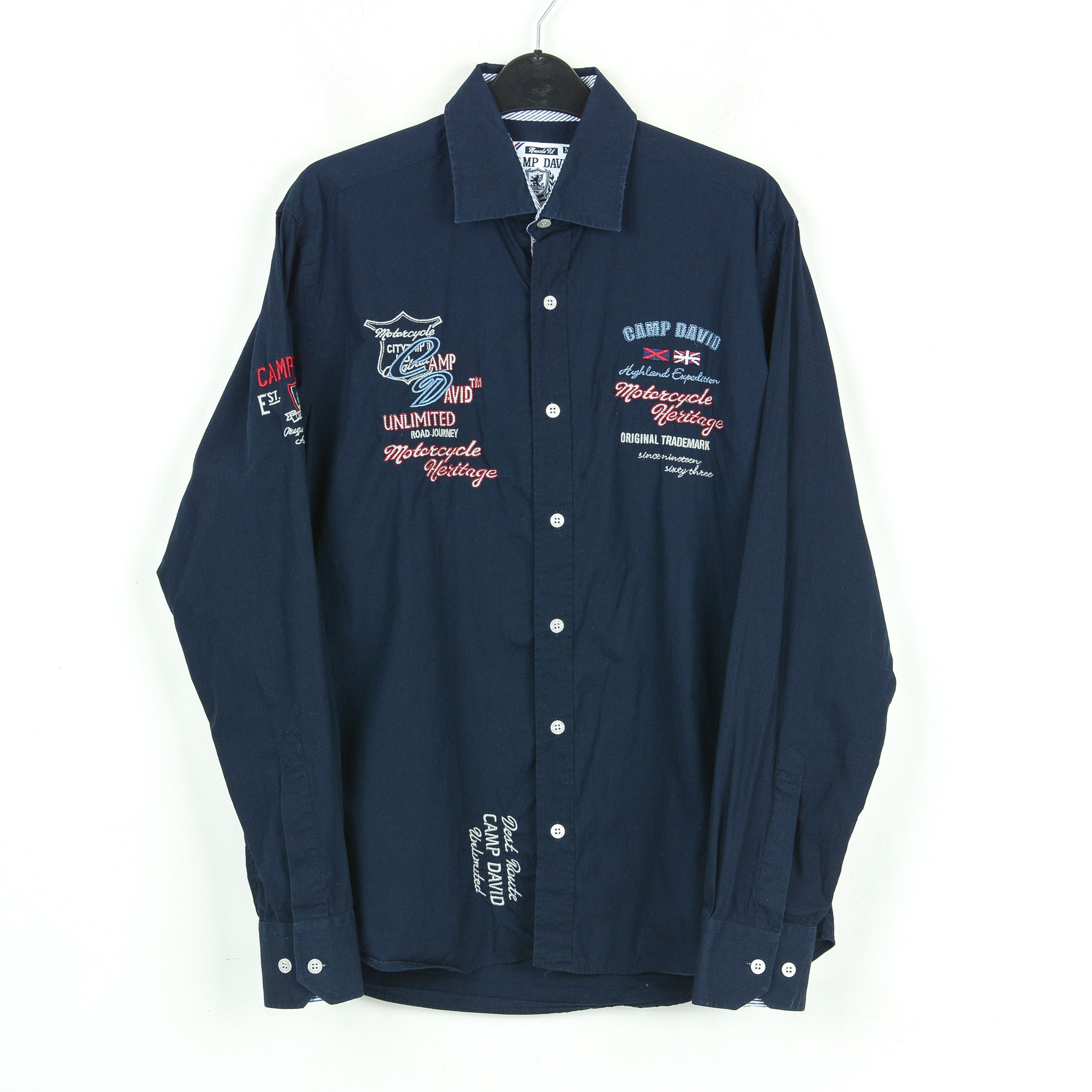 Camp David Shirt Muscle Fit High Quality Casual Button Up Cotton Navy Size US M / EU 48-50 / 2 - 1 Thumbnail