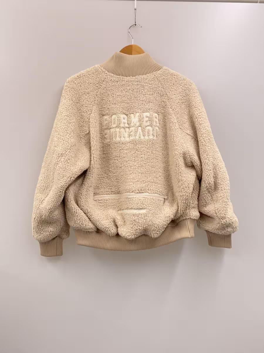 image of Undercover Cropped High Neck Fleece Jacket in Cream, Men's (Size Small)