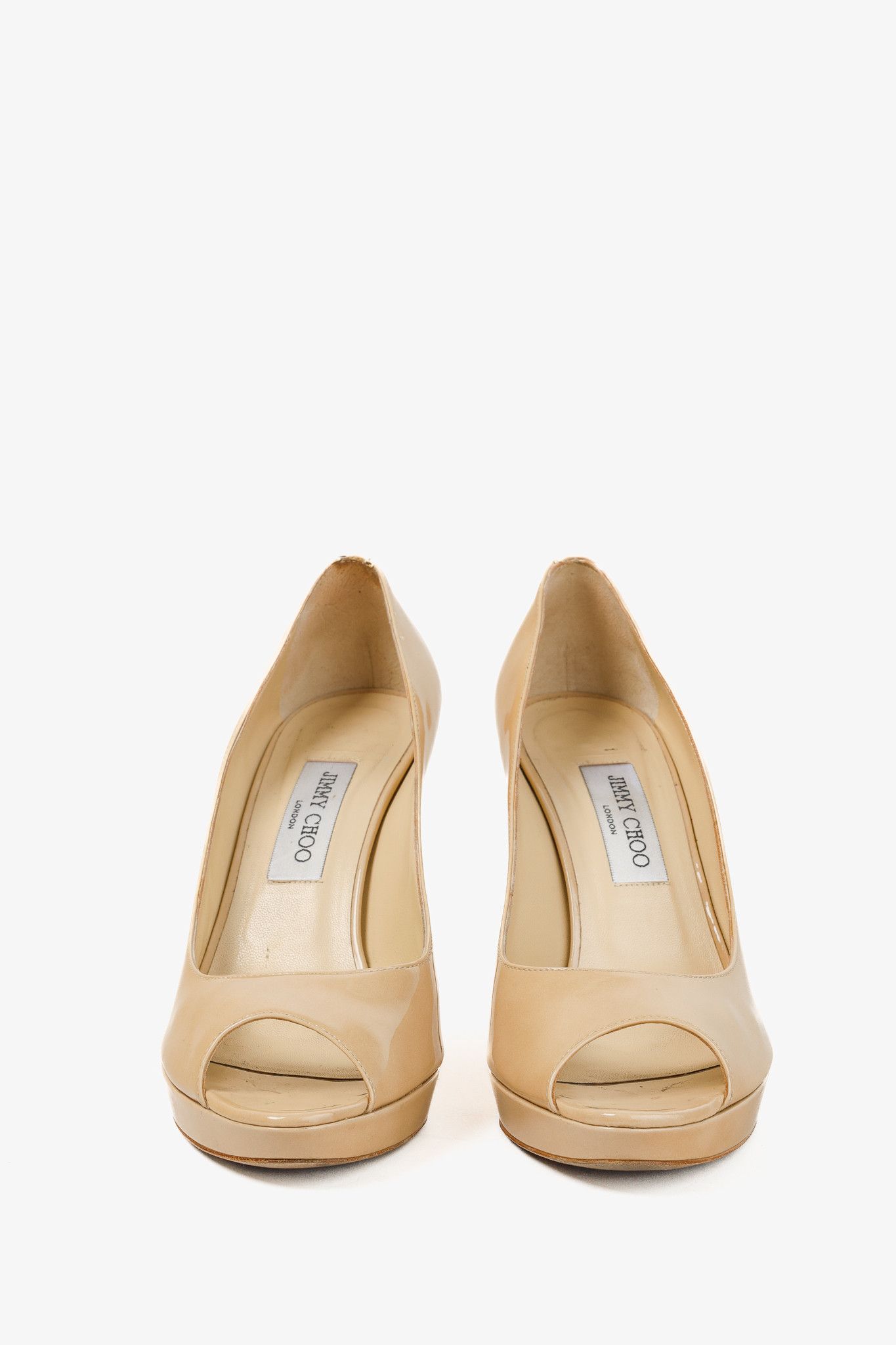 Jimmy Choo Jimmy Choo Luna Nude Patent Peep-Toe Heels Size US 9.5 / IT 39.5 - 3 Thumbnail
