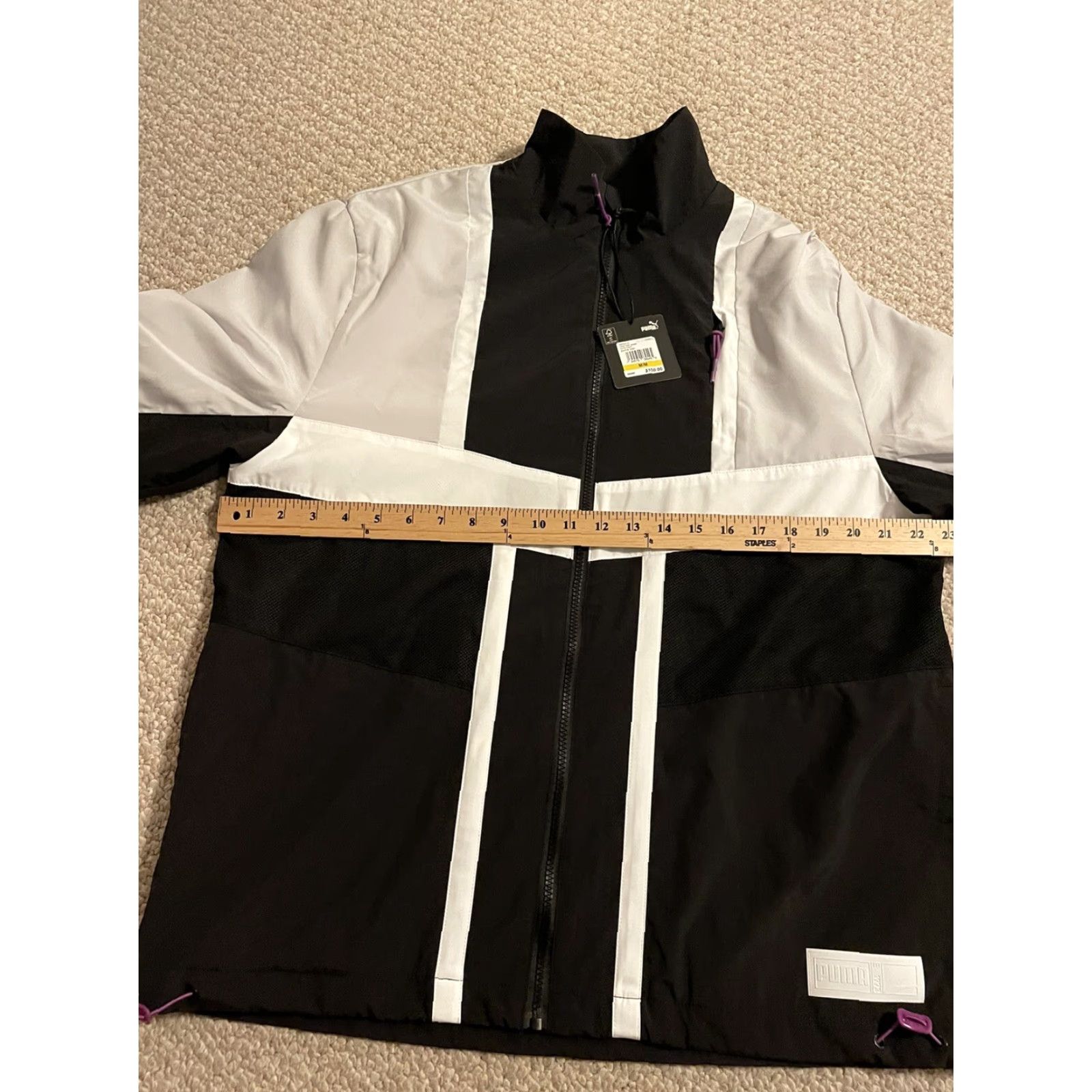 Puma Puma Court Side Jacket Mens Black/White M Nylon Solid Short Sleeve Lace Up Outerwear Casual Size US M / EU 48-50 / 2 - 3 Thumbnail