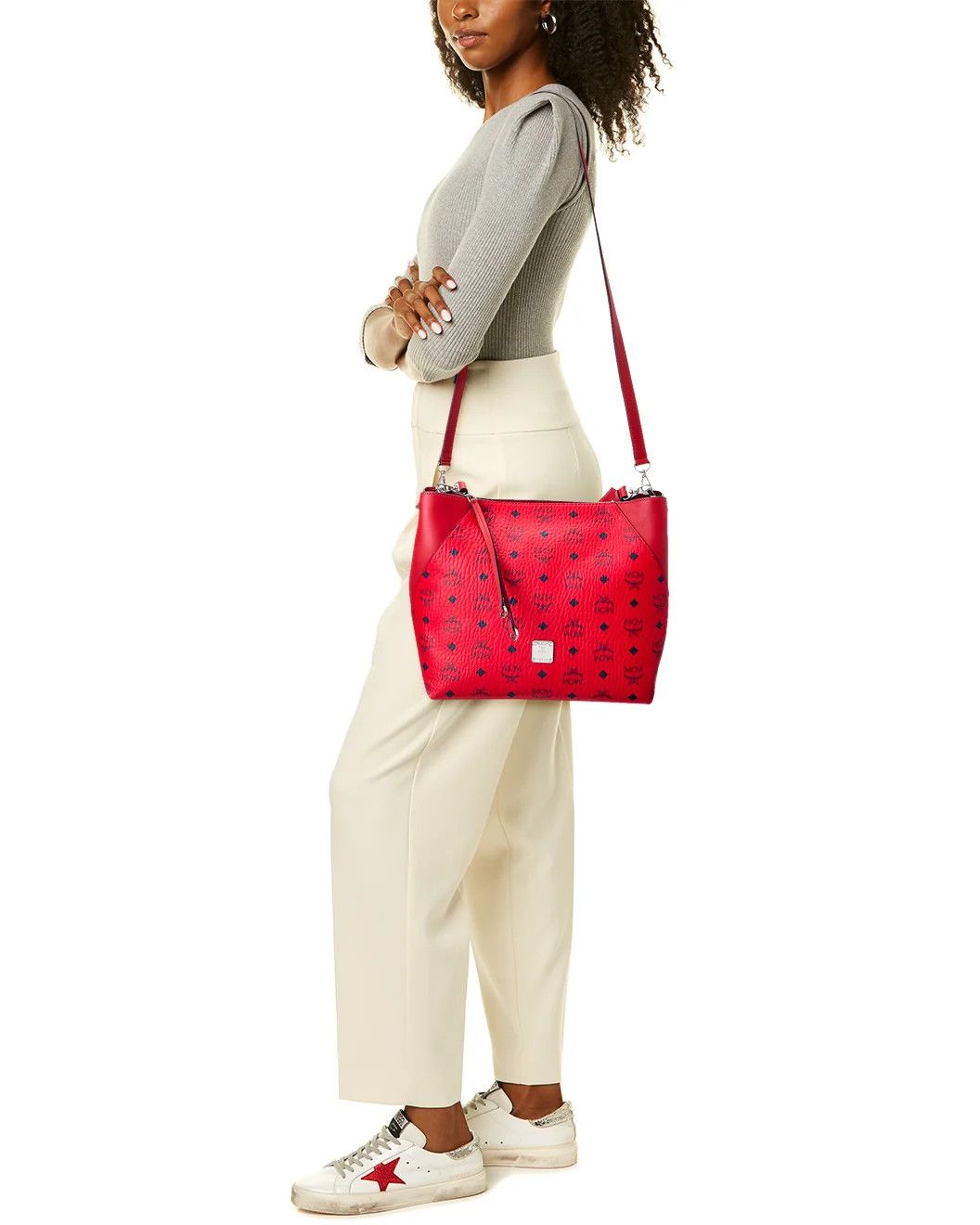 MCM o1mt1gz0225 Size: OS / Hobo Medium Bag in Red Size ONE SIZE - 4 Thumbnail