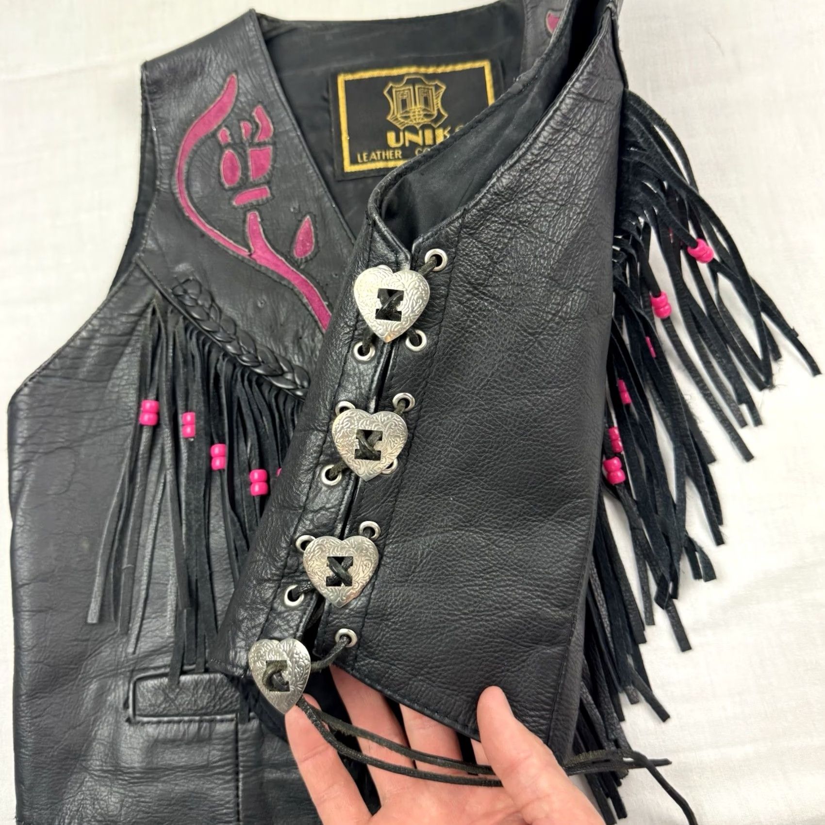 Vintage VINTAGE Unik Leather Biker Vest Womens Medium Motorcycle Jacket 90s Black Slim Solid Snap Knits? Size M / US 6-8 / IT 42-44 - 6 Thumbnail