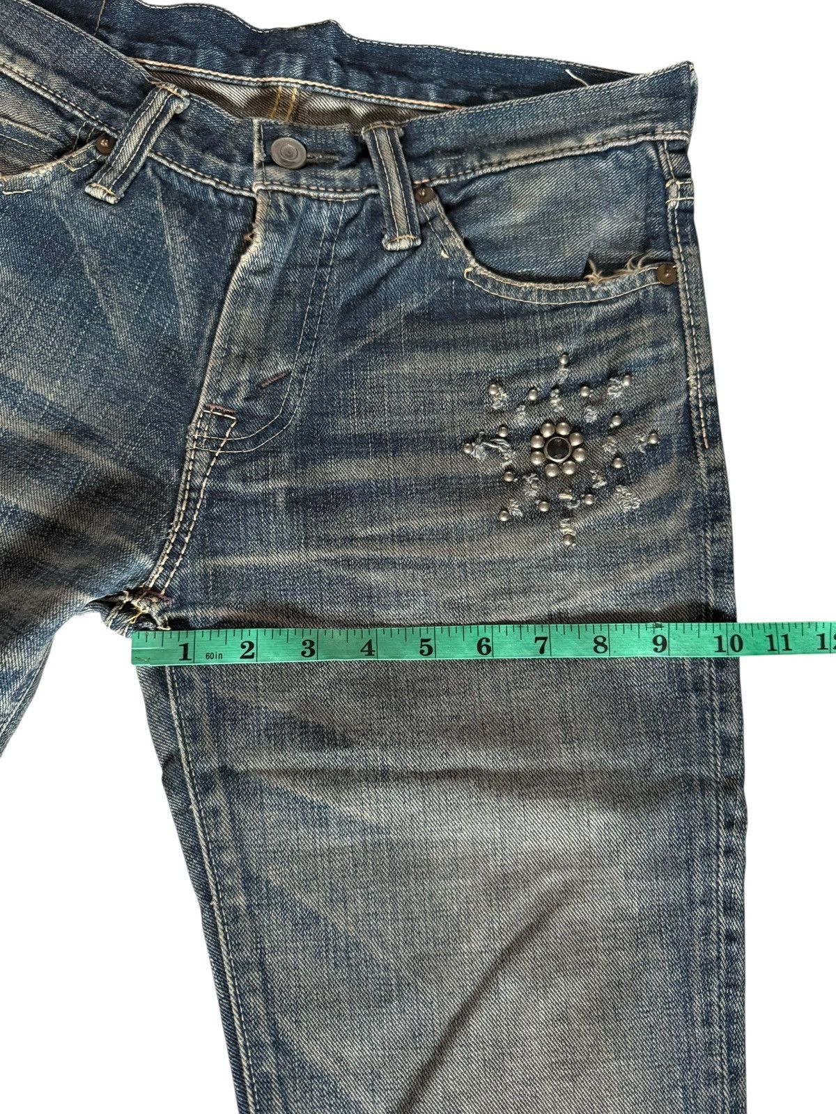 Japanese Brand Flared Jeans David Olive Accessories Faded Distressed Denim Size US 29 - 12 Thumbnail