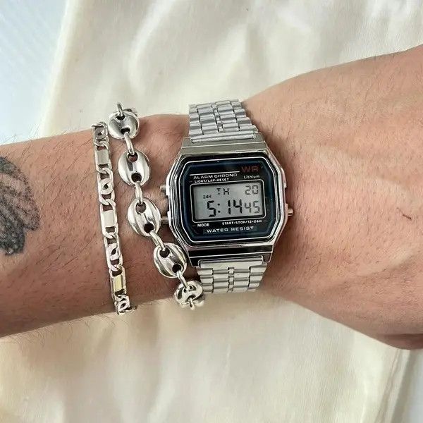 VIBE y2k 2000s vintage style stainless steel silver digital watch Size ONE SIZE - 8 Thumbnail