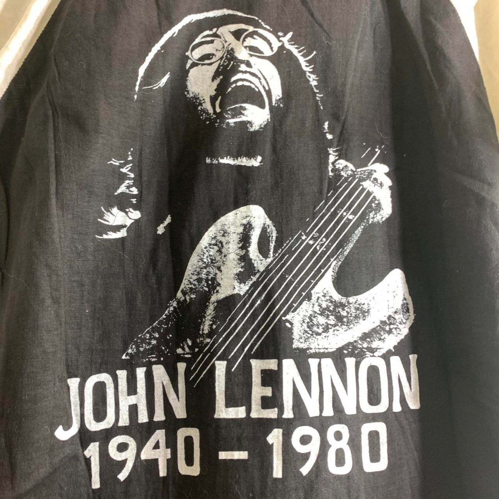 Vintage 1980 BEATLES JOHN LENNON Memorial raglan baseball jersey tee Size US L / EU 52-54 / 3 - 7 Thumbnail