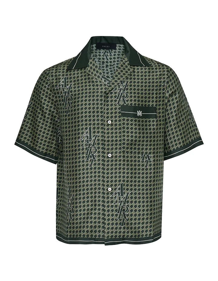 Amiri o1gr1nt0426 Houndstooth Bowling Shirt in Green Size US XS / EU 42 / 0 - 1 Thumbnail