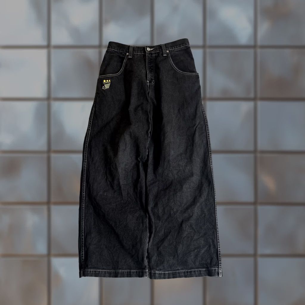 JNCO VINTAGE JNCO Denim Jeans 90s Embroidered Wide-Leg Black Men’s 31x30 Size US 31 - 1 Thumbnail
