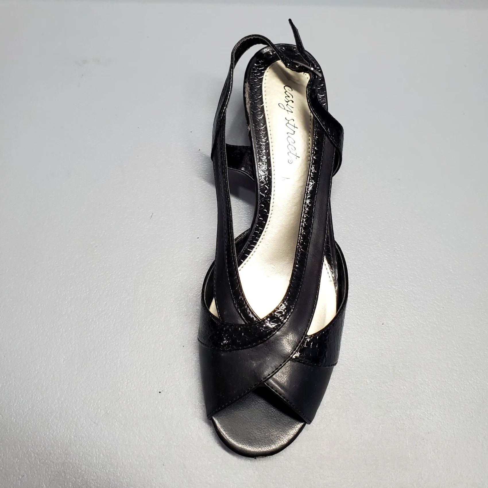 Vintage Easy Street Black Victorian Heels Womens Size 10M Slingback Open Toe Manmade Size US 10 / IT 40 - 5 Thumbnail