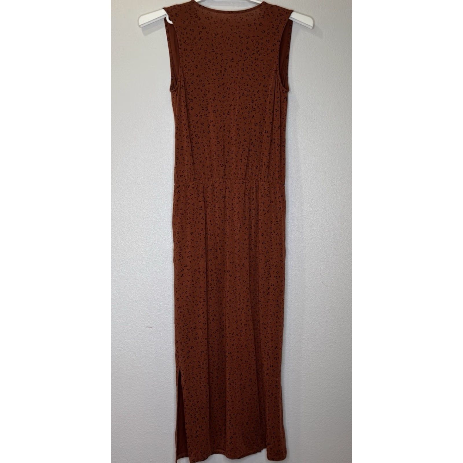 Vintage Garnet Hill Everyday Knit Midi Dress Small Brown Animal Print Surplice Neckline Pockets Pleated Knit Shift Casual Dress Size S / US 4 / IT 40 - 7 Thumbnail