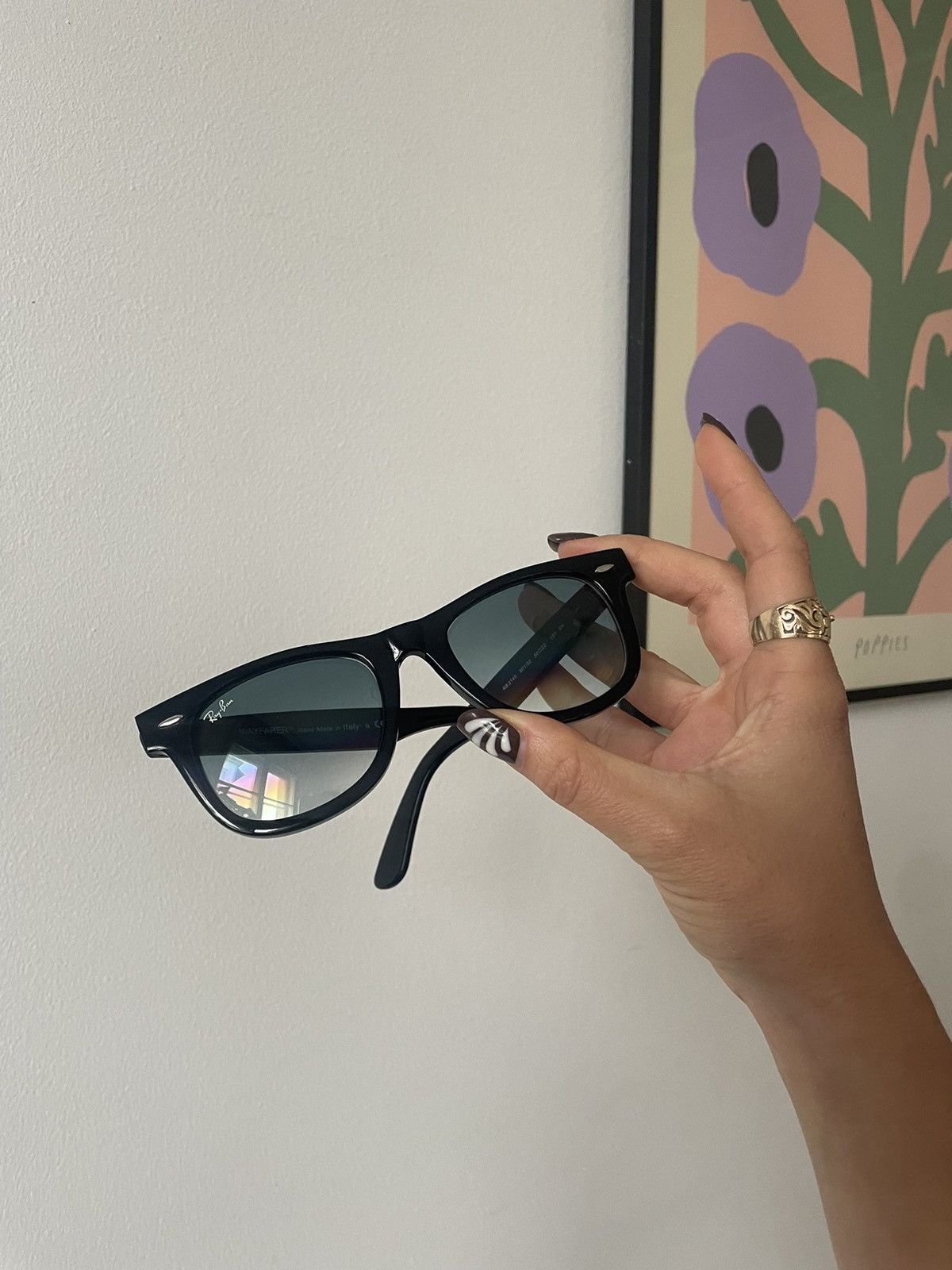 image of Rayban Wayfarer Clear Gradient Gray Rb2140 3051 in Black, Men's