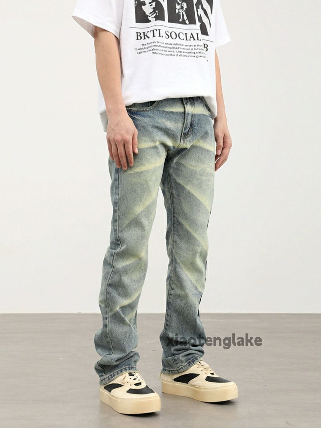 washed faded tie dye gradient punk hiphop jeans