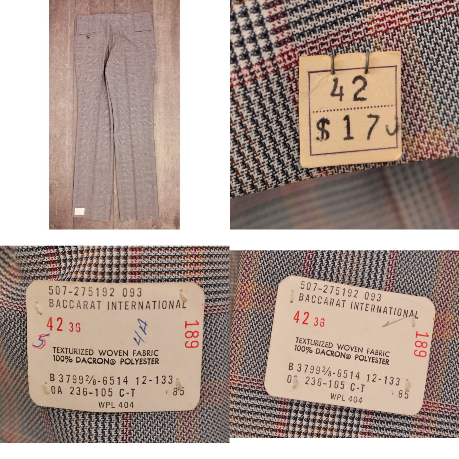Vintage VINTAGE Mens VTG NOS 70s Blue Plaid Leisure Suit Sz 42 1970s Polyester Disco 2 PC Mens Size 44R - 8 Thumbnail