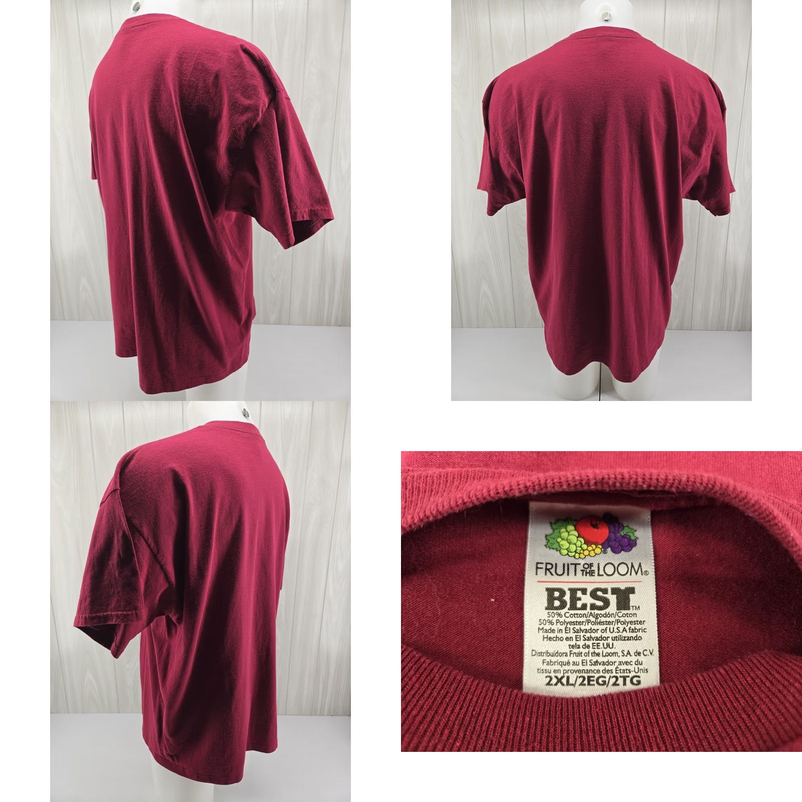Fruit Of The Loom VINTAGE LEE University T Shirt Spellout Graphic 2XL Red Cotton Jersey Crew Neck Short Sleeve Men US Size US XXL / EU 58 / 5 - 8 Thumbnail