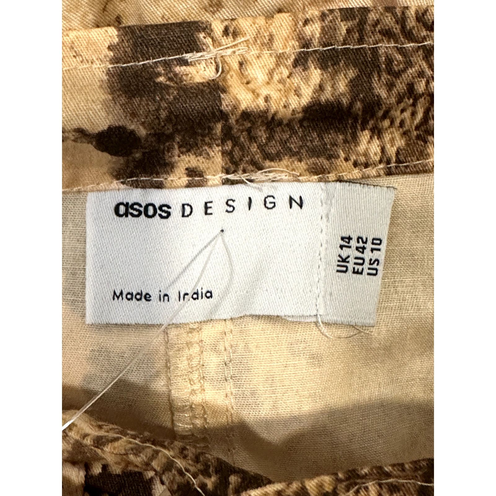 Asos ASOS Women's Beige Brown Snake Print Cargo Midi Skirt 10 NWT Size 32" / US 10 / IT 46 - 8 Thumbnail
