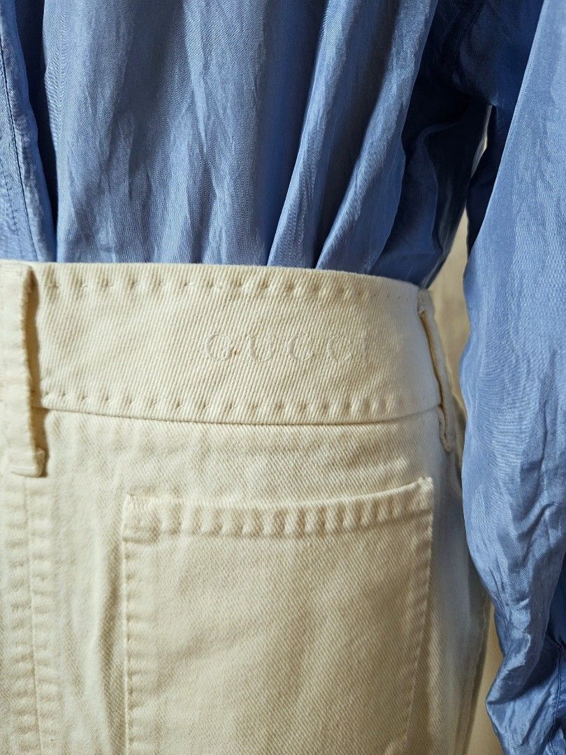 Gucci Gucci 2002 Tom Ford Era White Denim Skirt Size 27" / US 4 / IT 40 - 6 Thumbnail