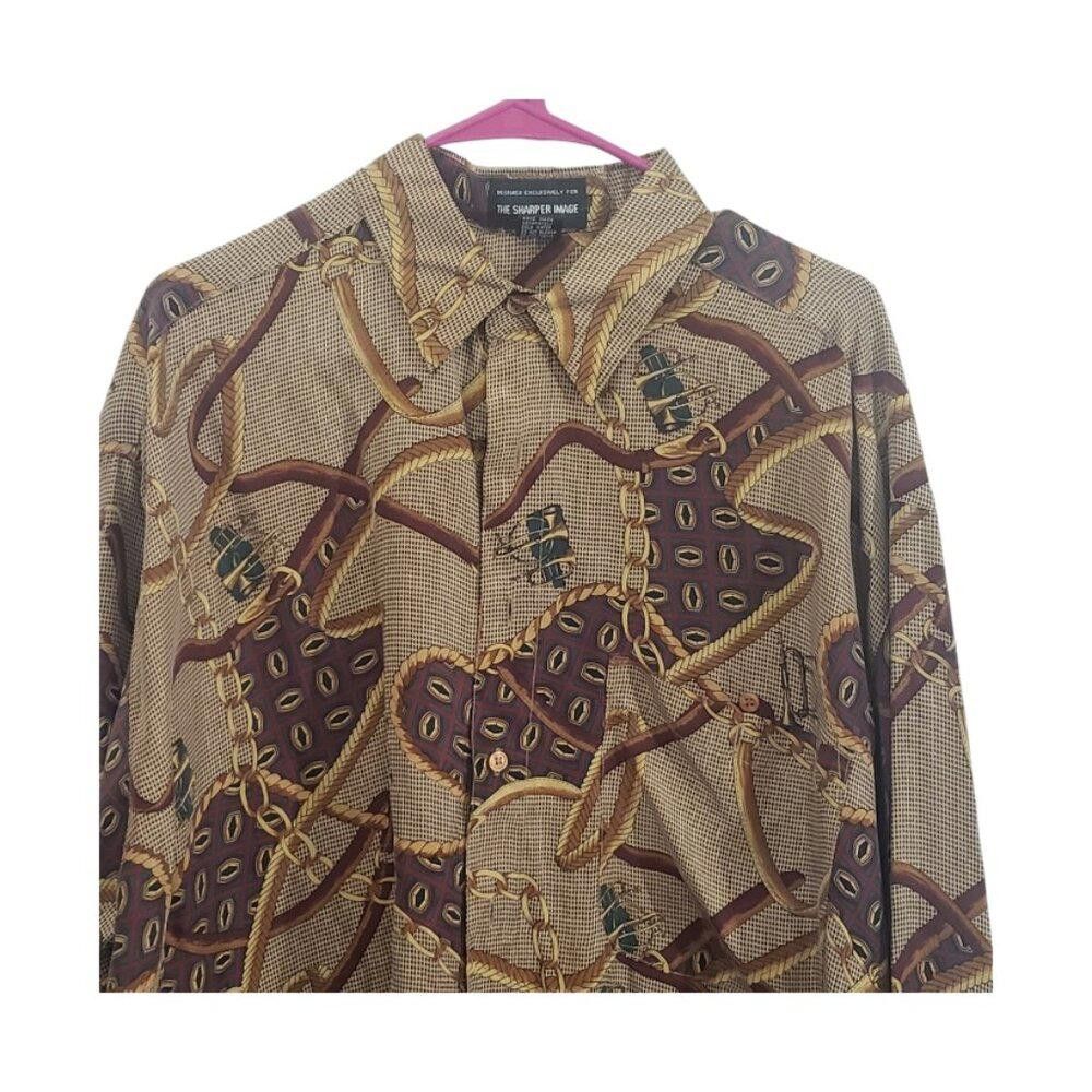 Designer CT1855 The Sharper Image Vintage 100% Silk Men's Shirt XL Size US XL / EU 56 / 4 - 2 Thumbnail