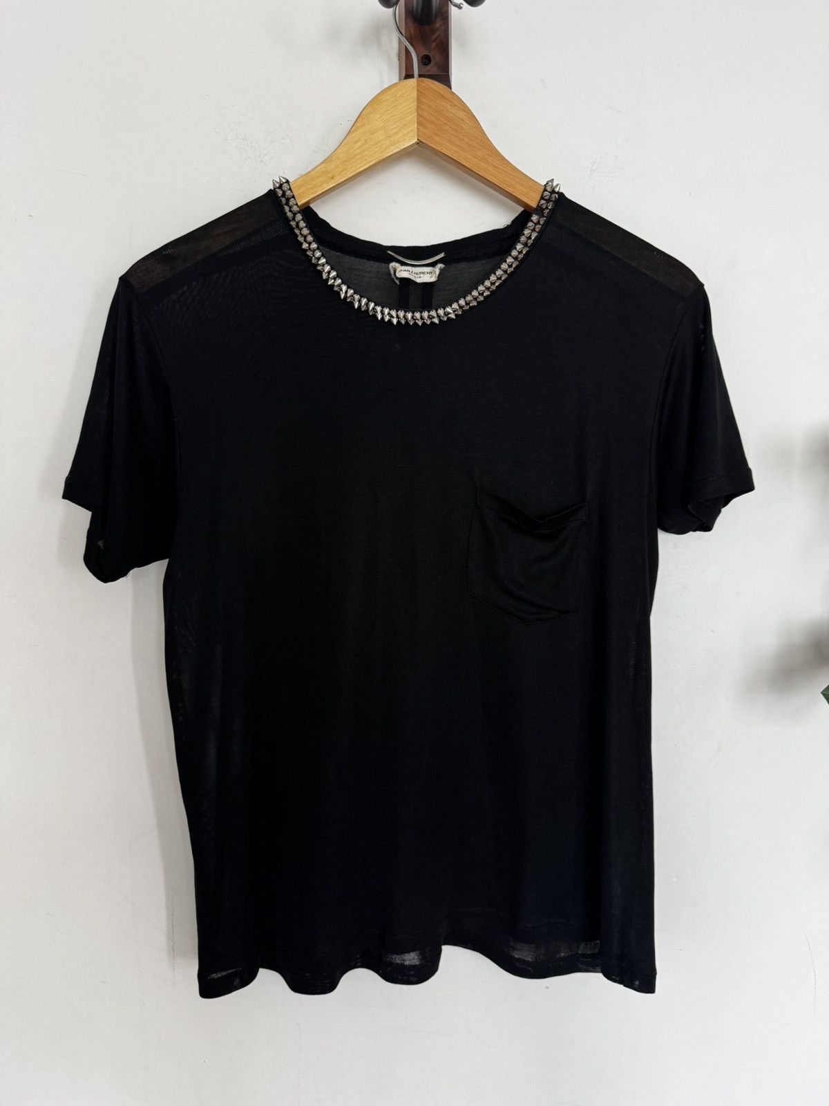 Saint Laurent Paris Spiked Collar Silk Hedi Pocket T Size US XS / EU 42 / 0 - 1 Thumbnail