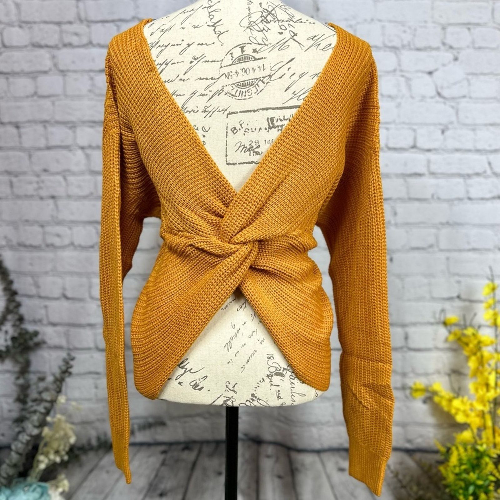 Other Reversible Twisted Knit Long Sleeve Fall Sweater Mustard M Size M / US 6-8 / IT 42-44 - 7 Thumbnail