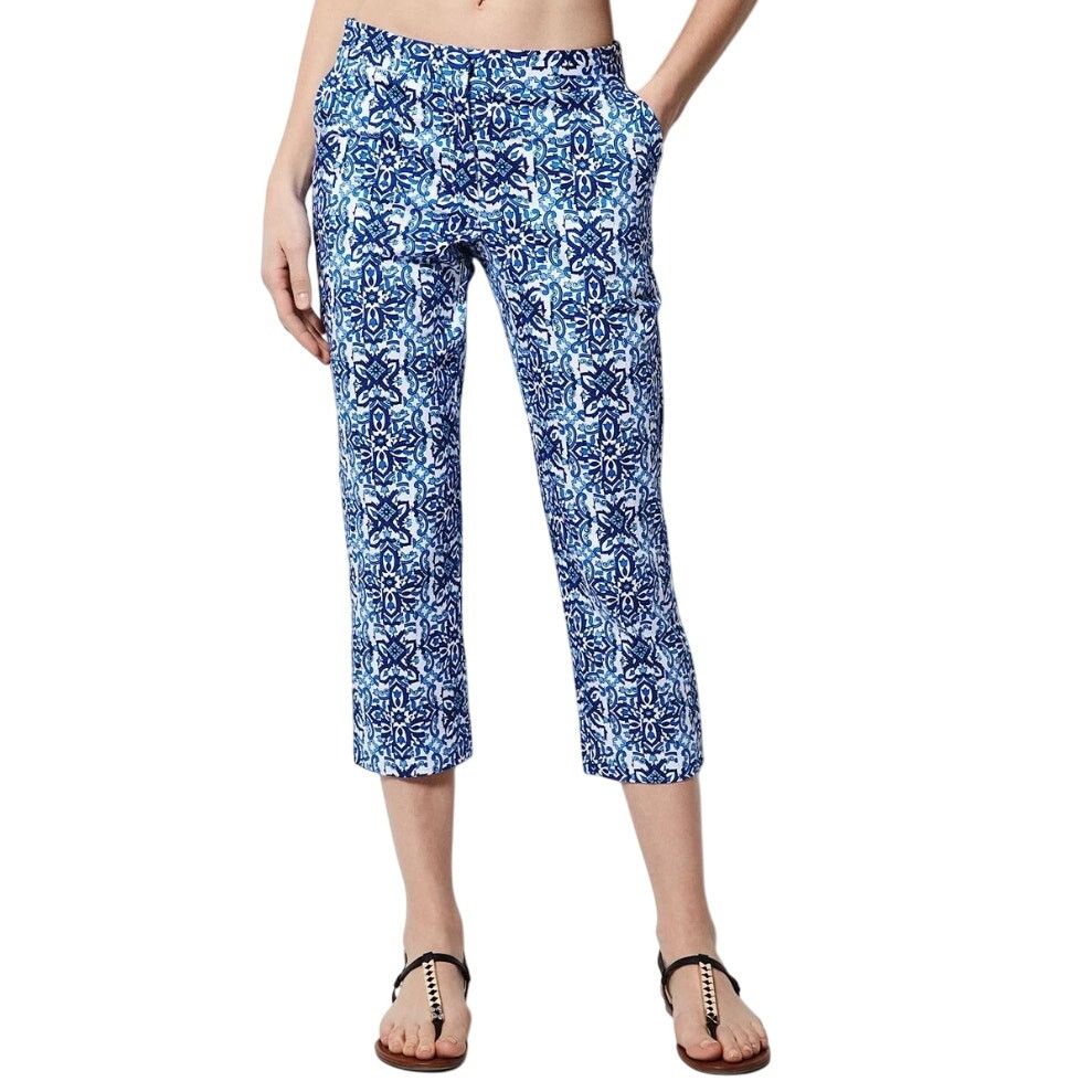 MILLY Milly Blue/White Floral Pants | Size 4 Size 27" / US 4 / IT 40 - 5 Thumbnail